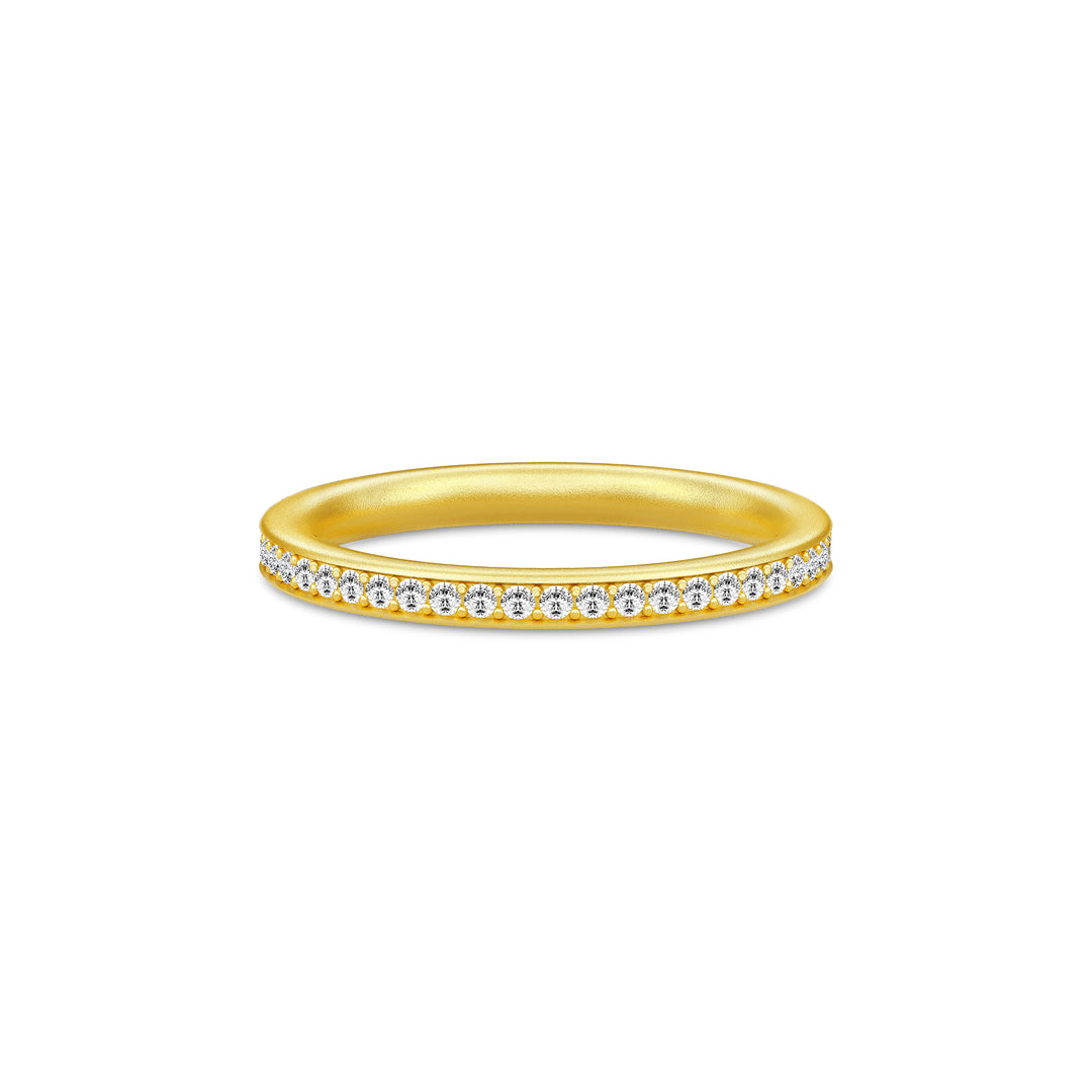 Infinity Ring i forgyldt sølv med klare cubic zirconia sten