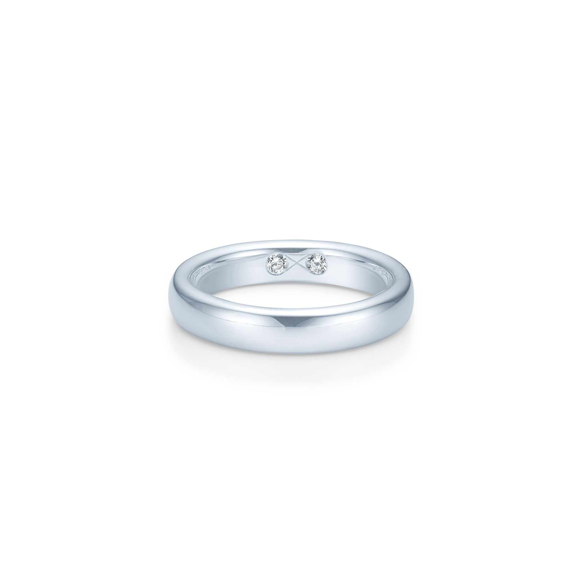 Mens Medium Eternity Band i hvidguld med to diamanter på indersiden
