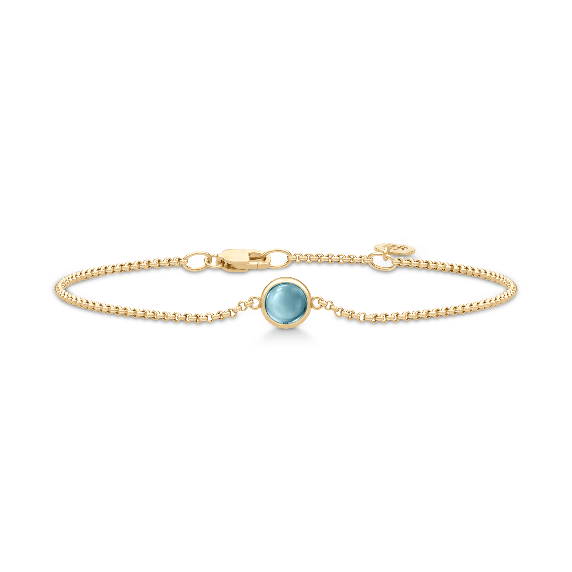 Primini armbånd fra Julie Sandlau i forgyldt sølv med himmelblå cabochon-krystal