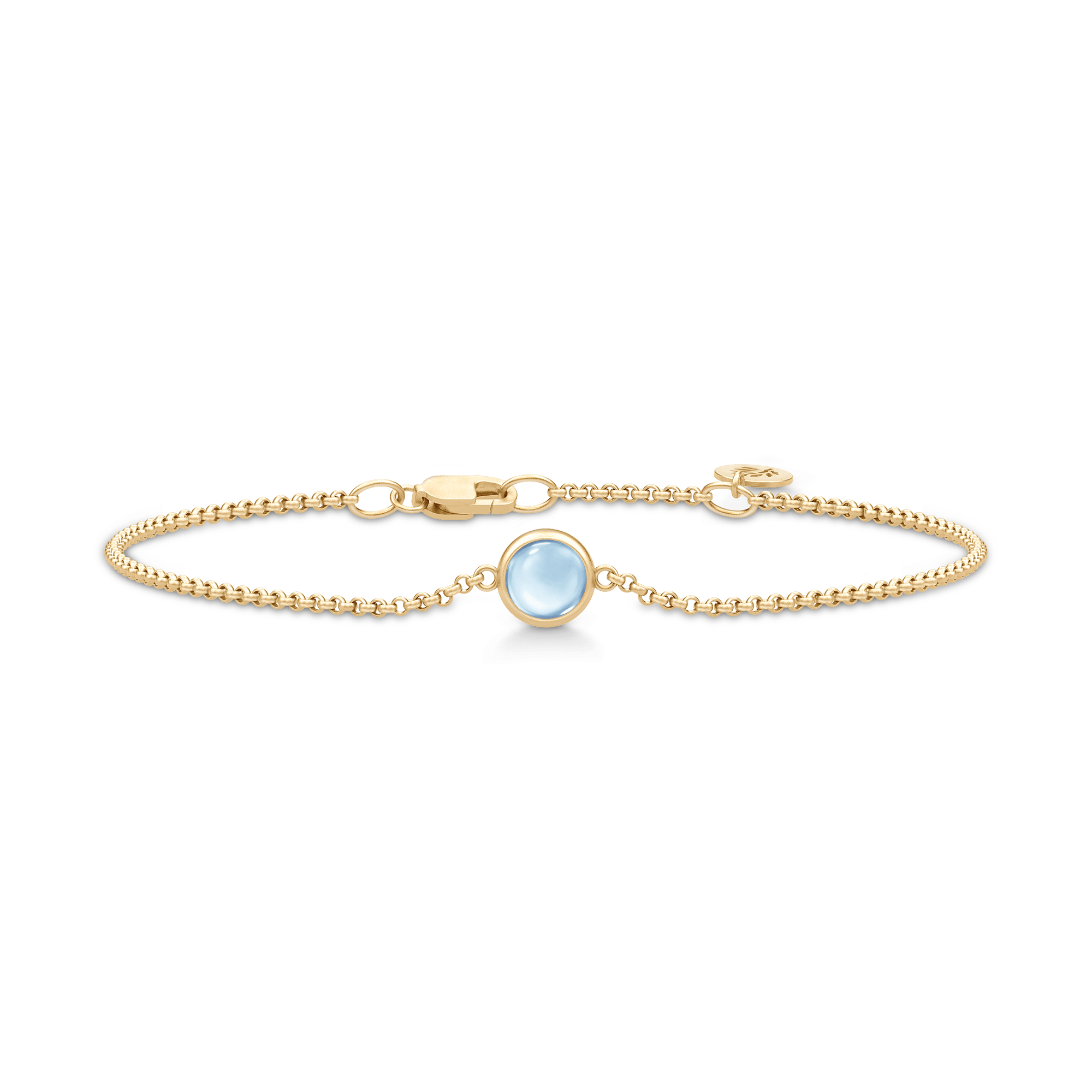 Primini armbånd fra Julie Sandlau i forgyldt sølv med lyseblå cabochon-krystal