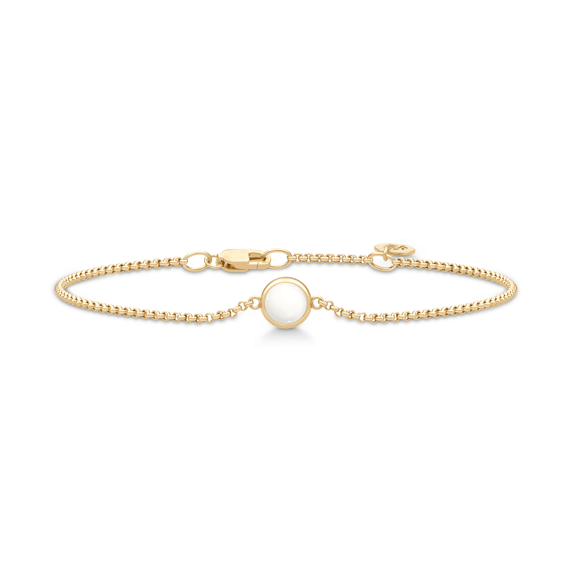 Primini armbånd fra Julie Sandlau i forgyldt sølv med hvid cabochon-krystal