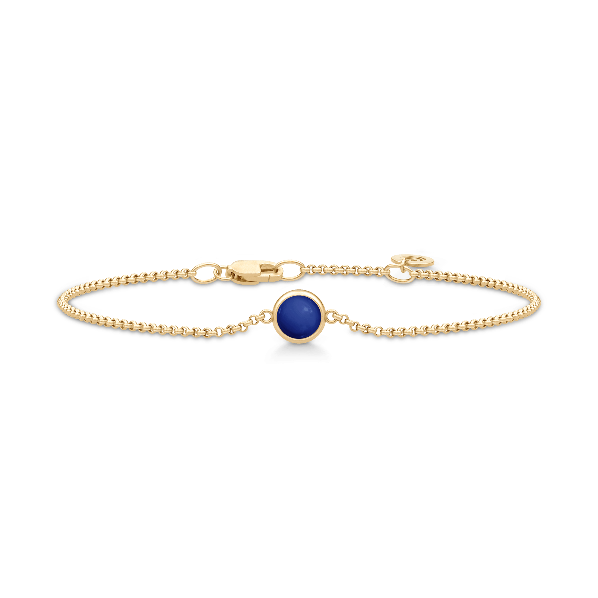 Primini armbånd fra Julie Sandlau i forgyldt sølv med kongeblå cabochon-krystal