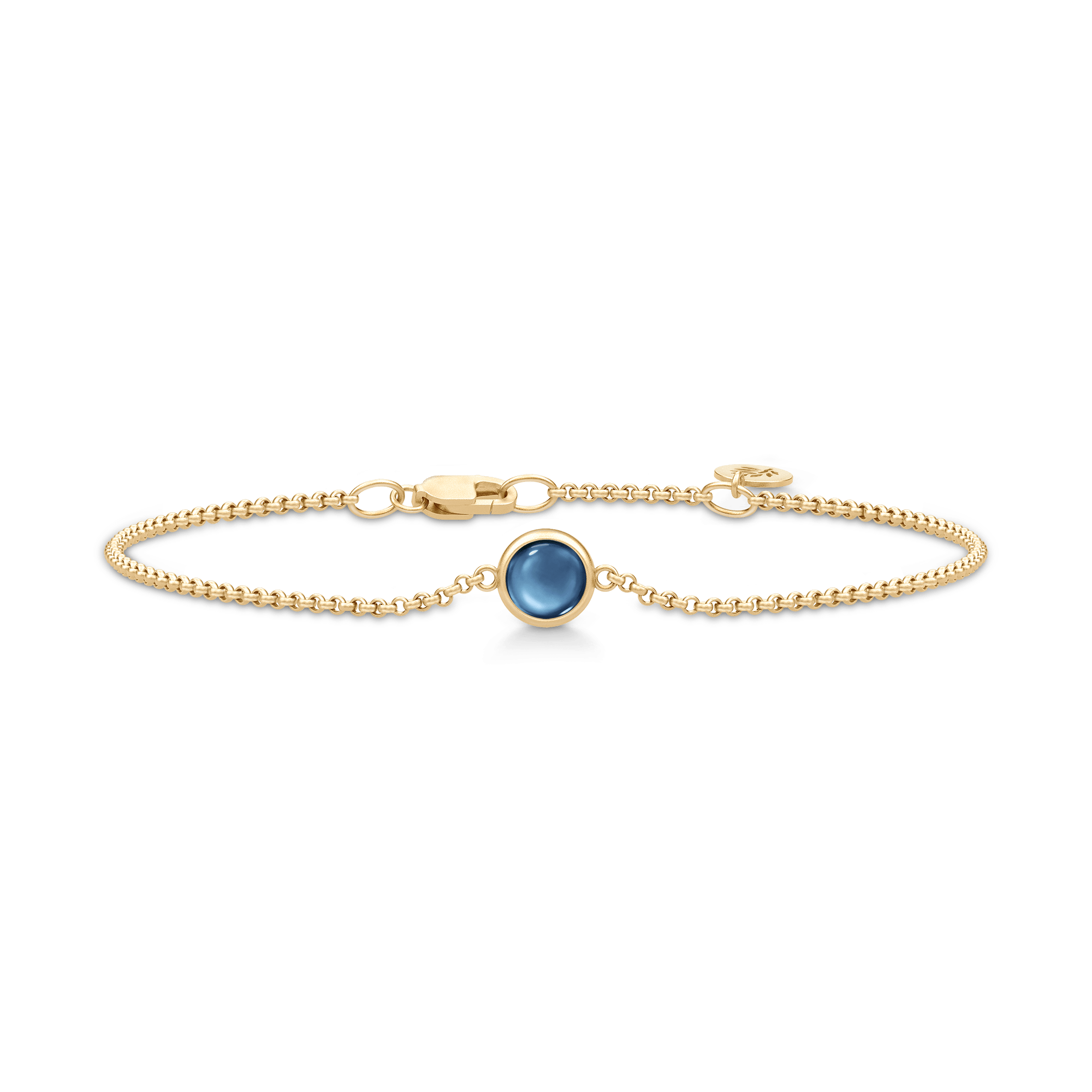 Primini armbånd fra Julie Sandlau i forgyldt sølv med mørkeblå cabochon-krystal