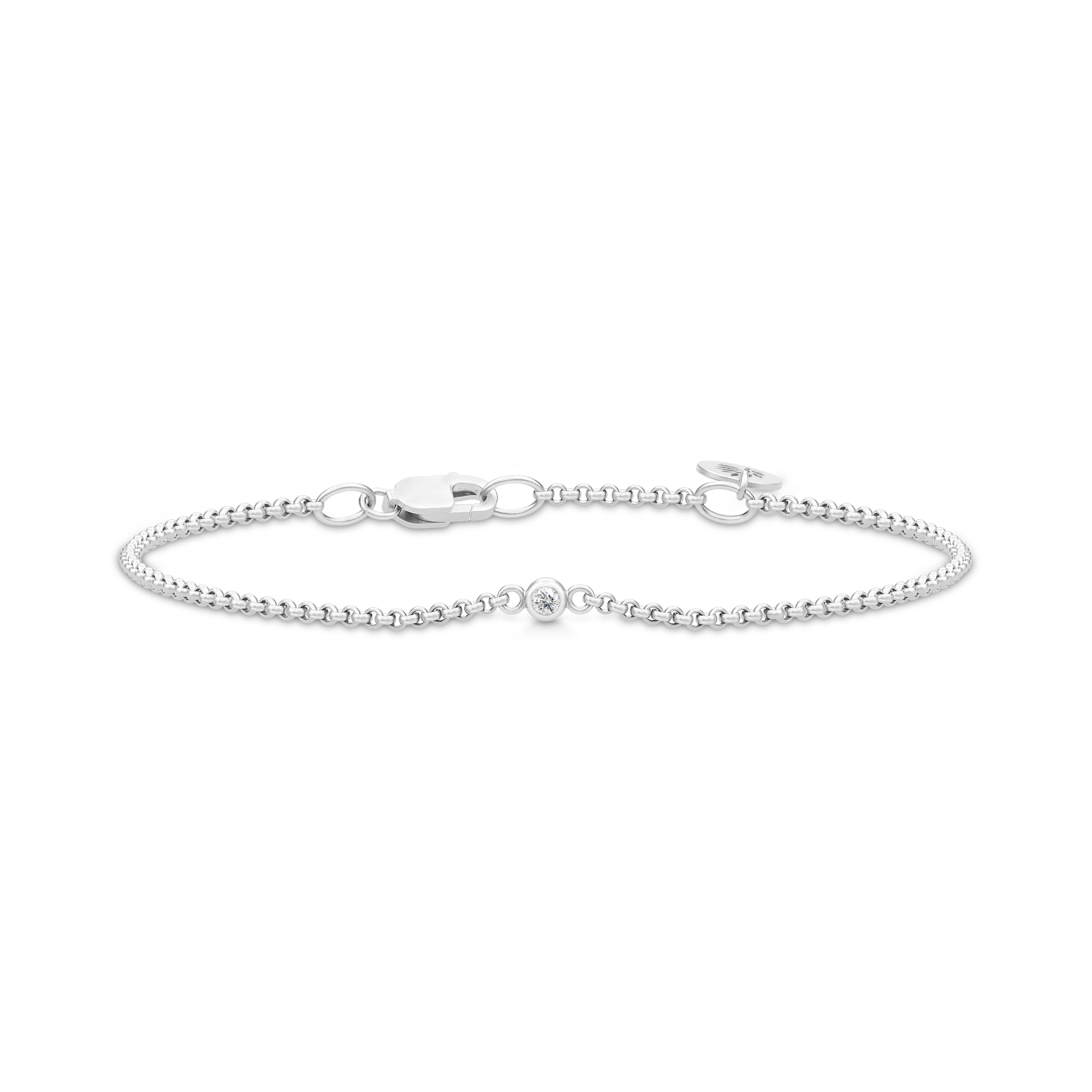 Fina Bracelet i rhodineret sølv, nærbillede af lås og zirkonia