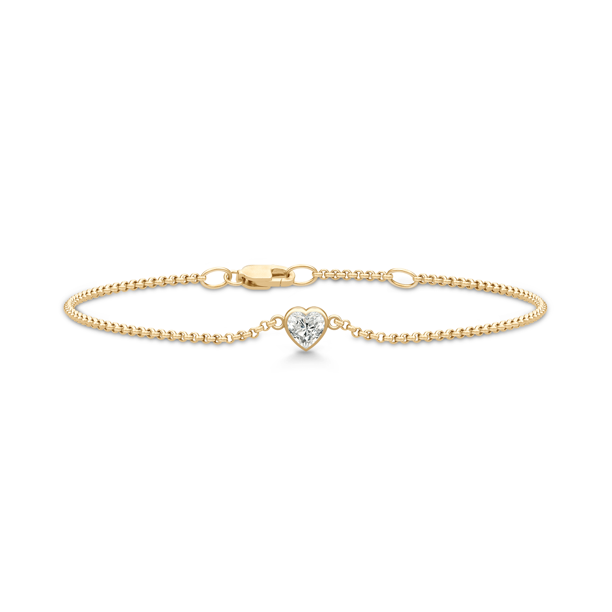 Amorina armbånd i forgyldt sterlingsølv med hjerteformet cubic zirkonia på kæde