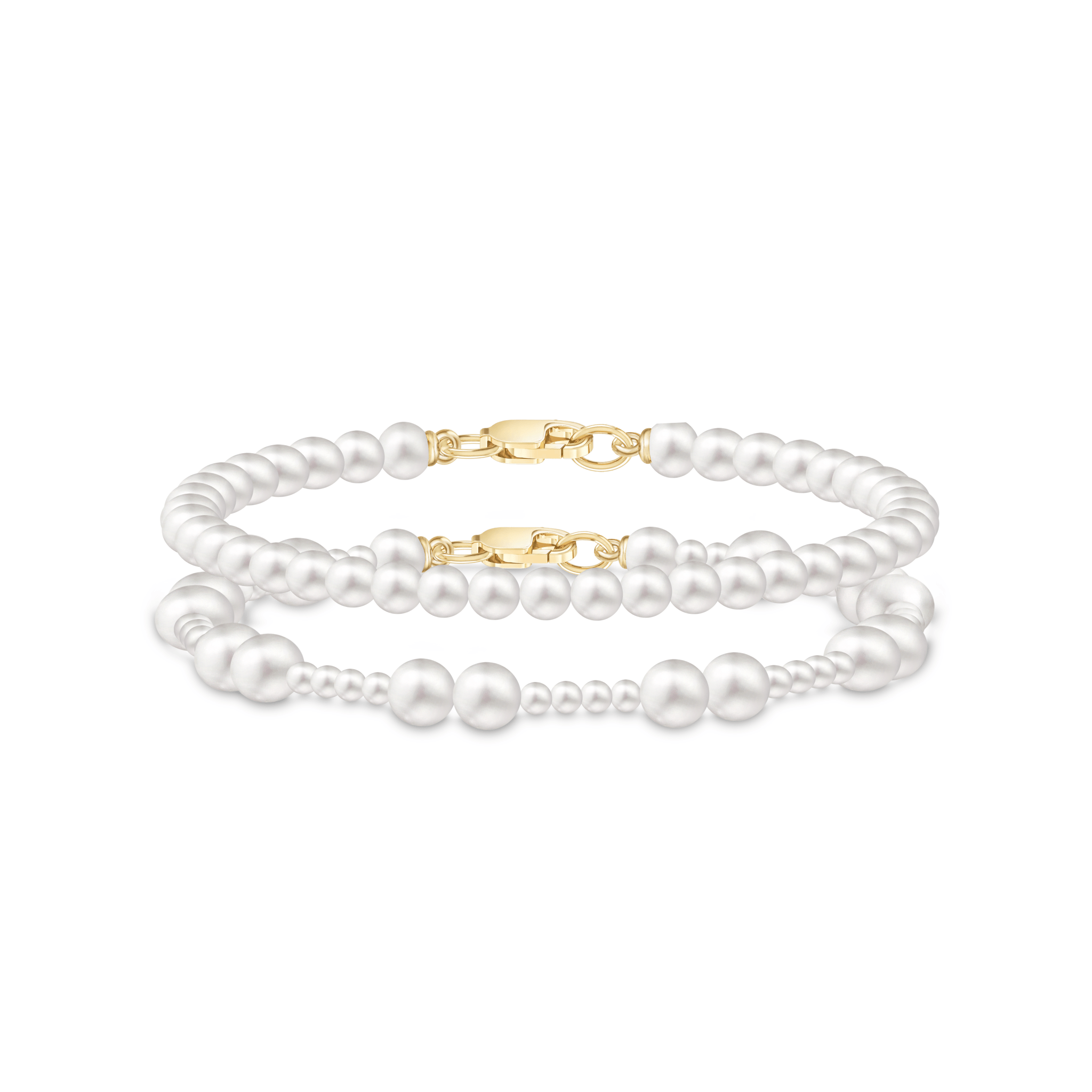 Eden and Esther Bracelet Look - to perlearmbånd i forskellige perlestørrelser med guldlås