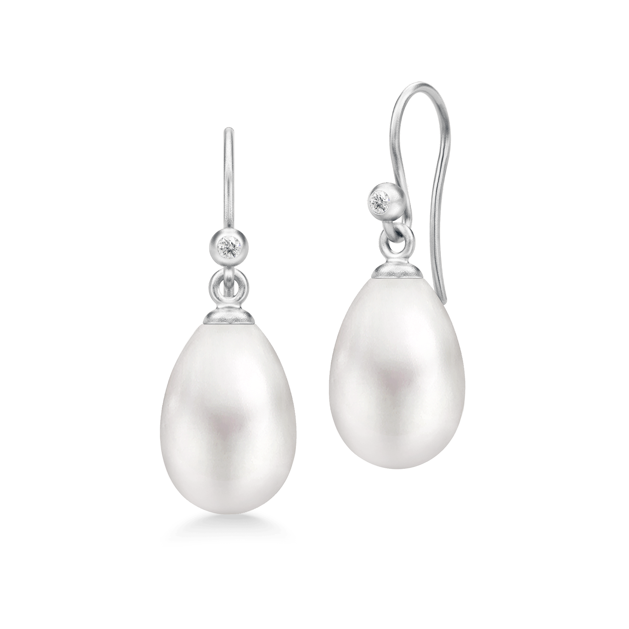Afrodite Earrings i rhodineret sølv med ferskvandsperler og zirkonia
