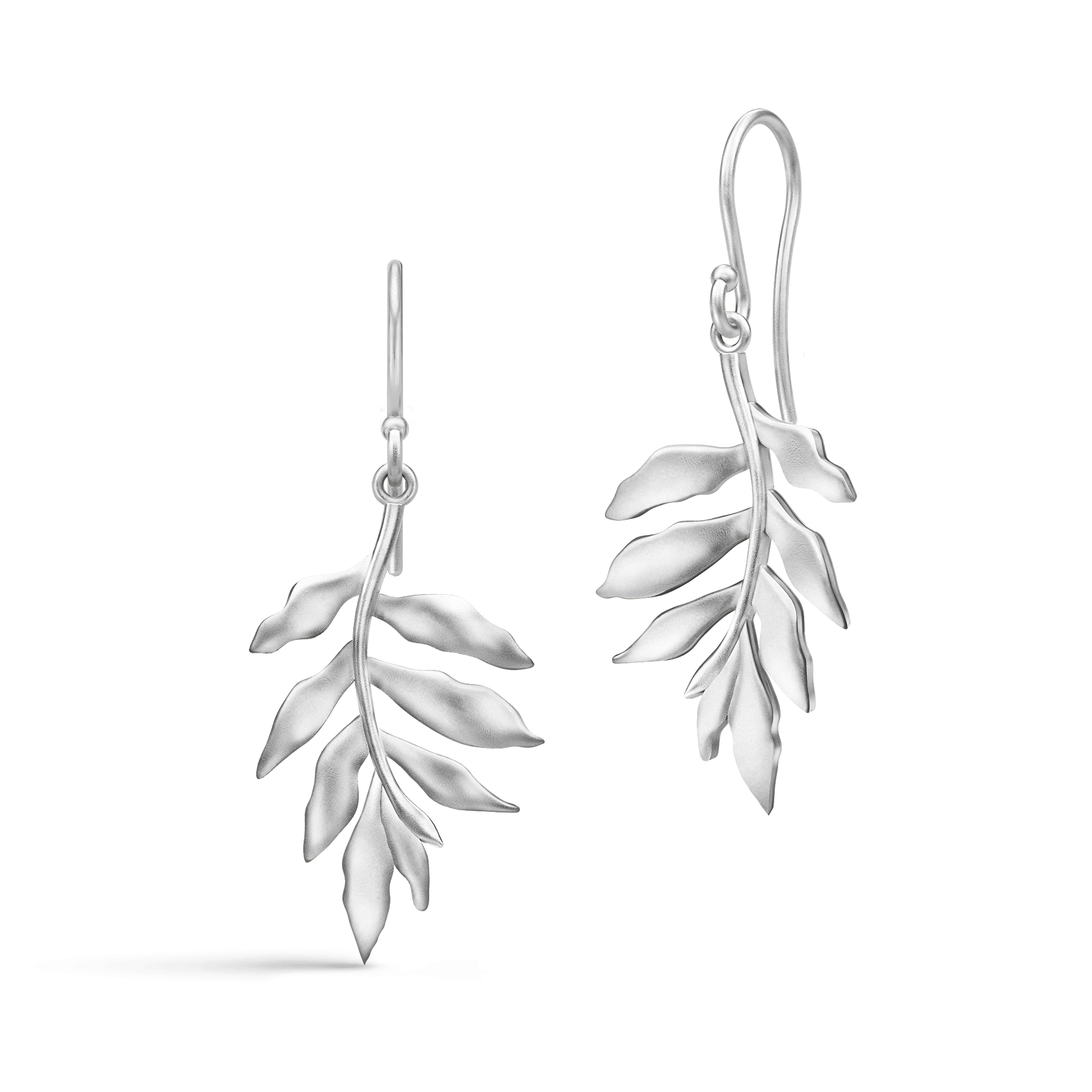 Tree Of Life Earrings, satinrhodinerede øreringe med bladformet Tree of Life-design