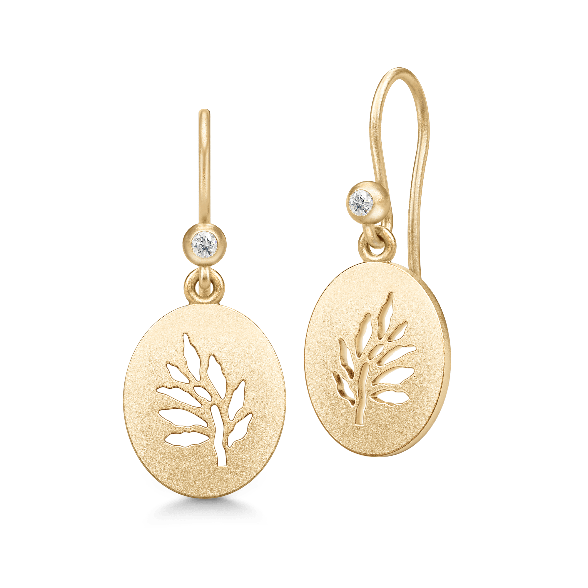 Tree of Life Signet Earrings i forgyldt sølv med Tree of Life-motiv