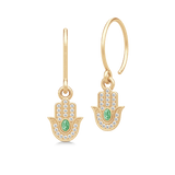 Hamsa Protection Earrings Green Turmalin