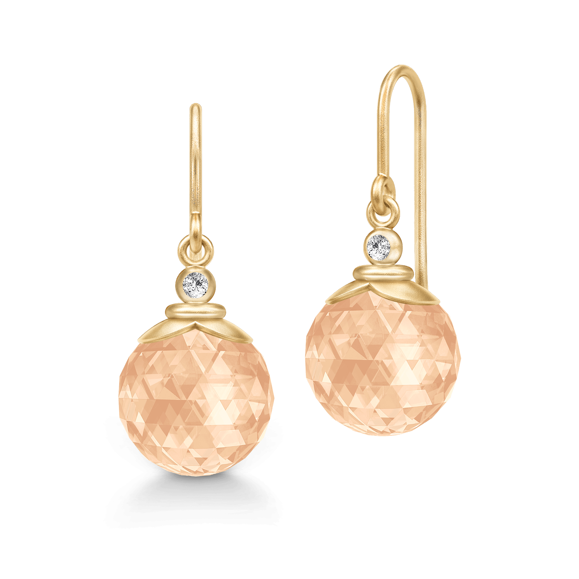 Berry Earrings med facetteret fersken-farvet krystal og cubic zirconia i forgyldt sølv