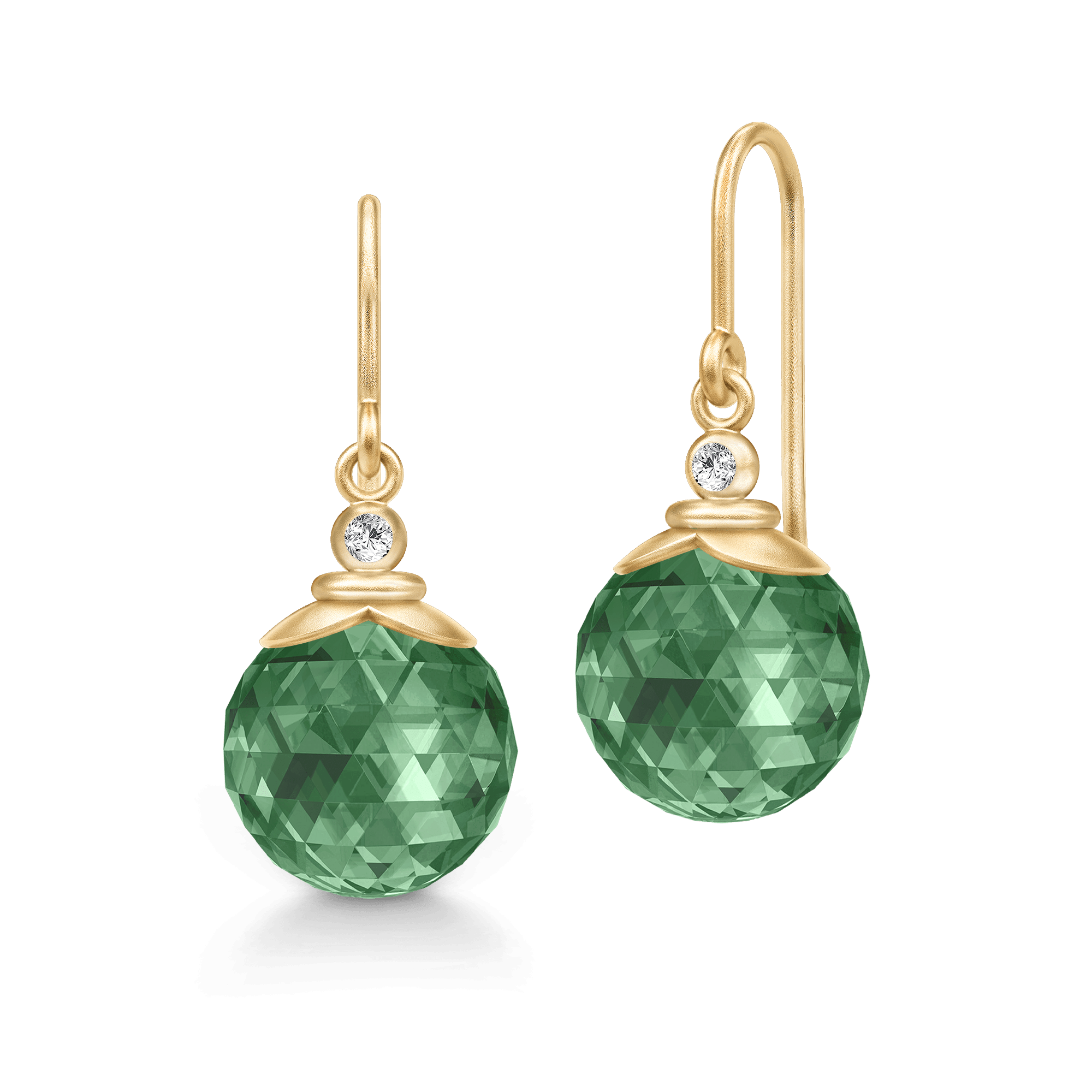 Berry Earrings med facetteret grøn krystal og cubic zirconia i forgyldt sølv