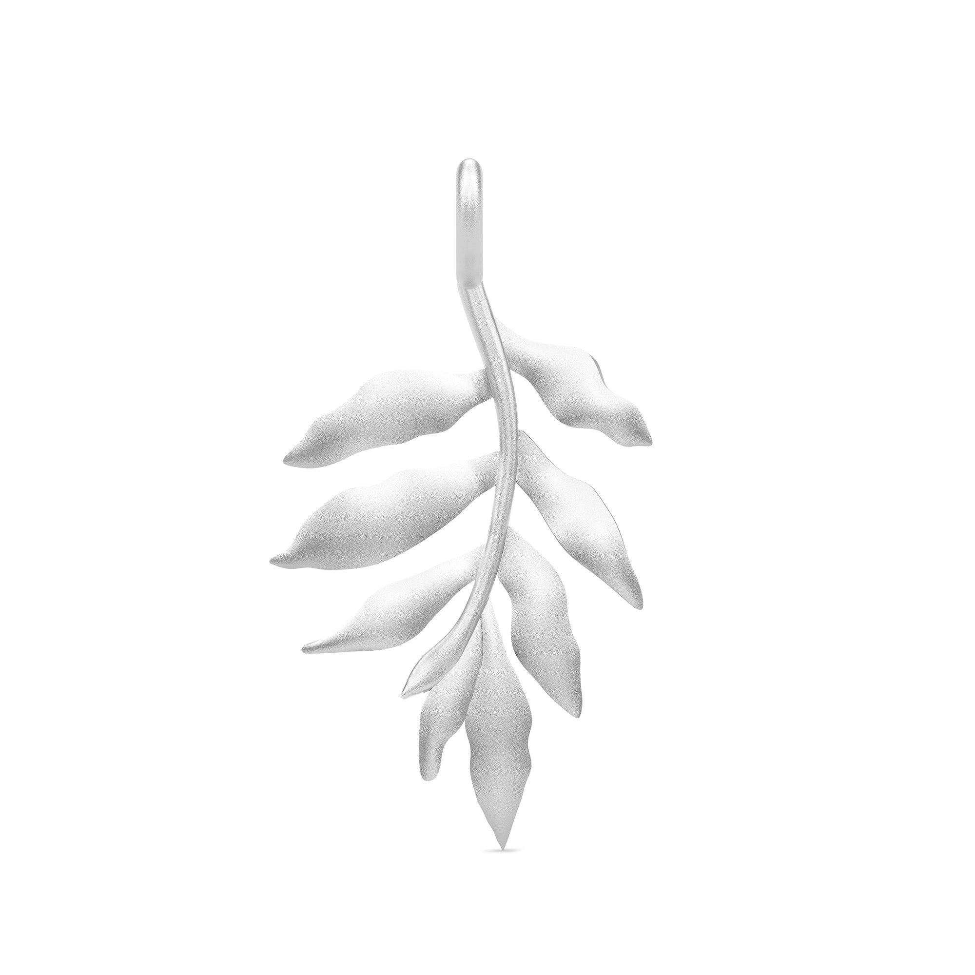 Tree of Life vedhæng, bladformet design i satinrhodineret sølv, forfra