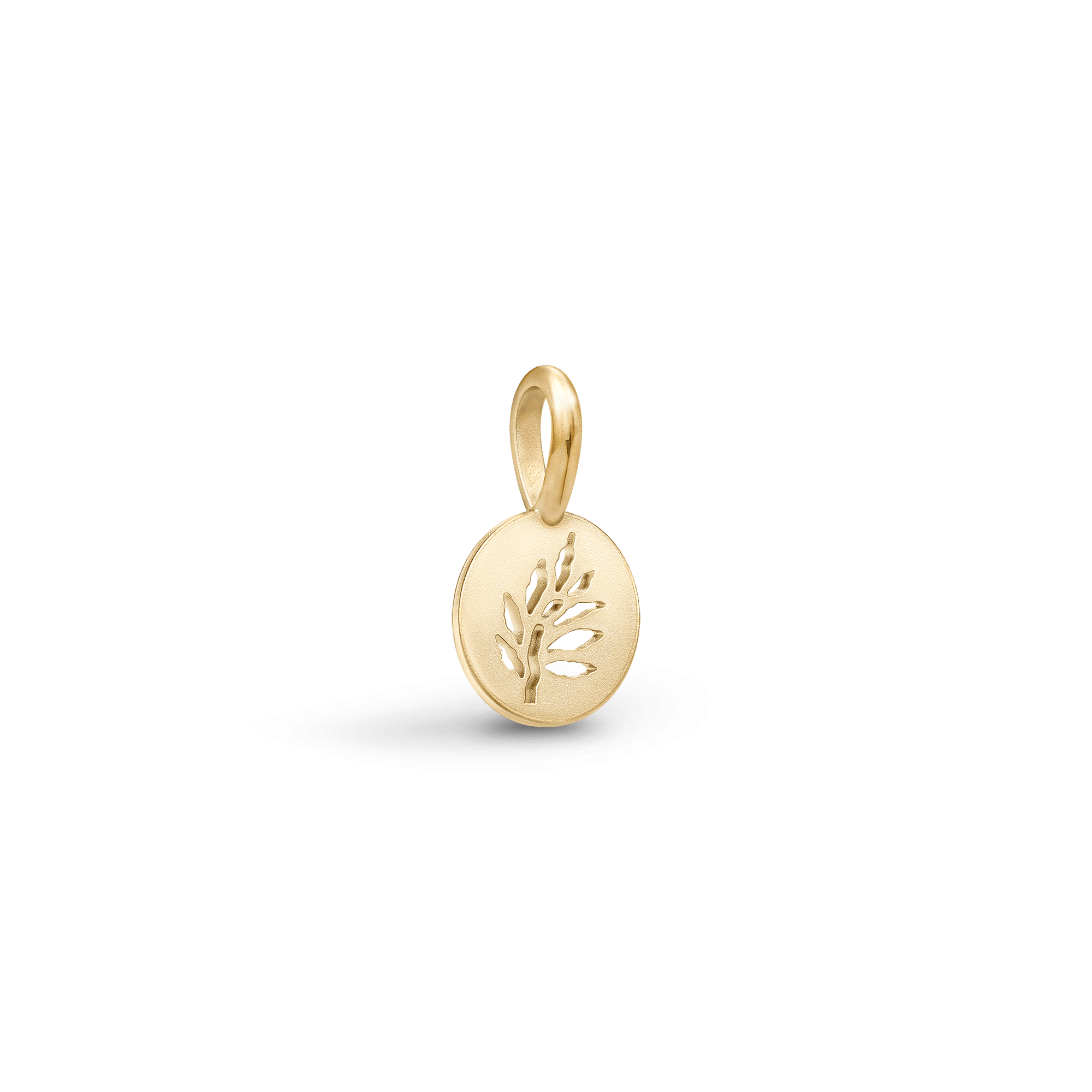 Signature Pendant Small set fra siden - bladmotiv i forgyldt sølv