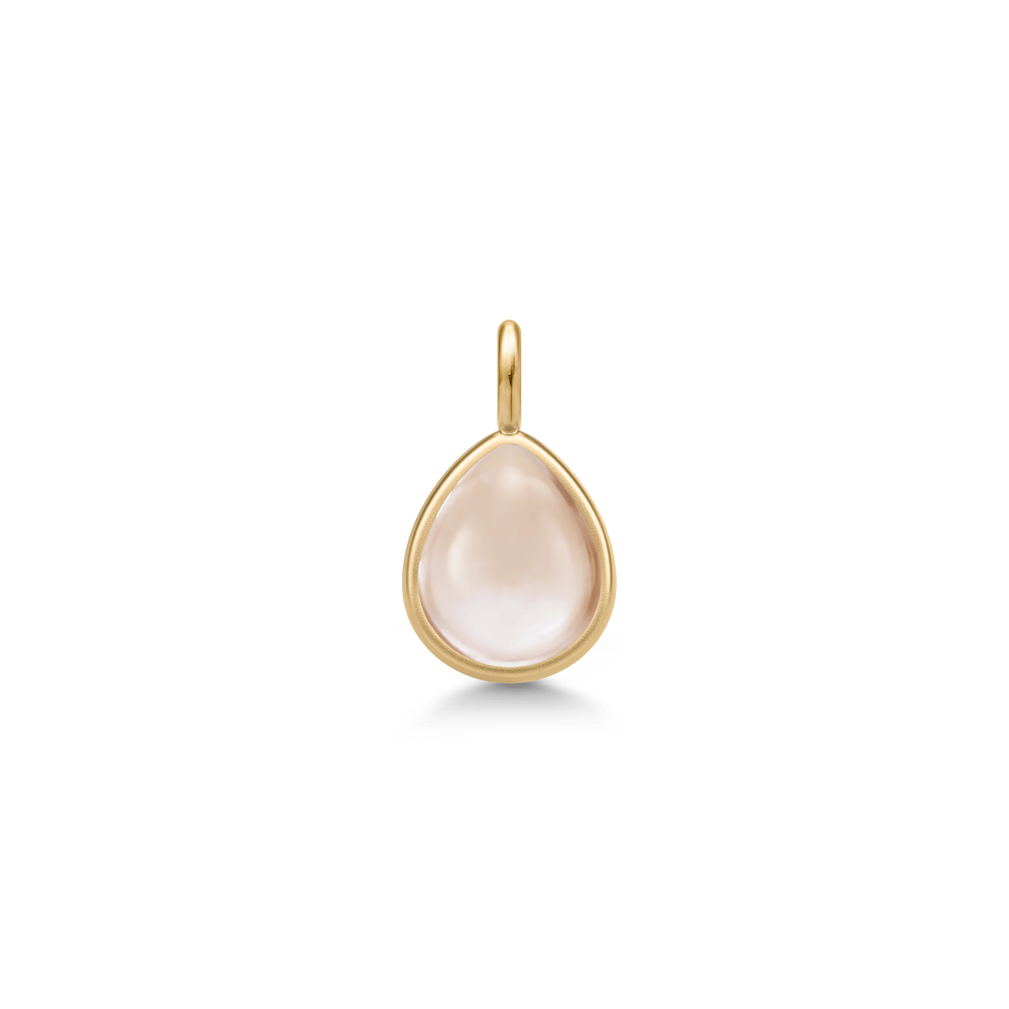 Paloma vedhæng med cremefarvet pear-cabochon krystal i guldindfatning, forfra