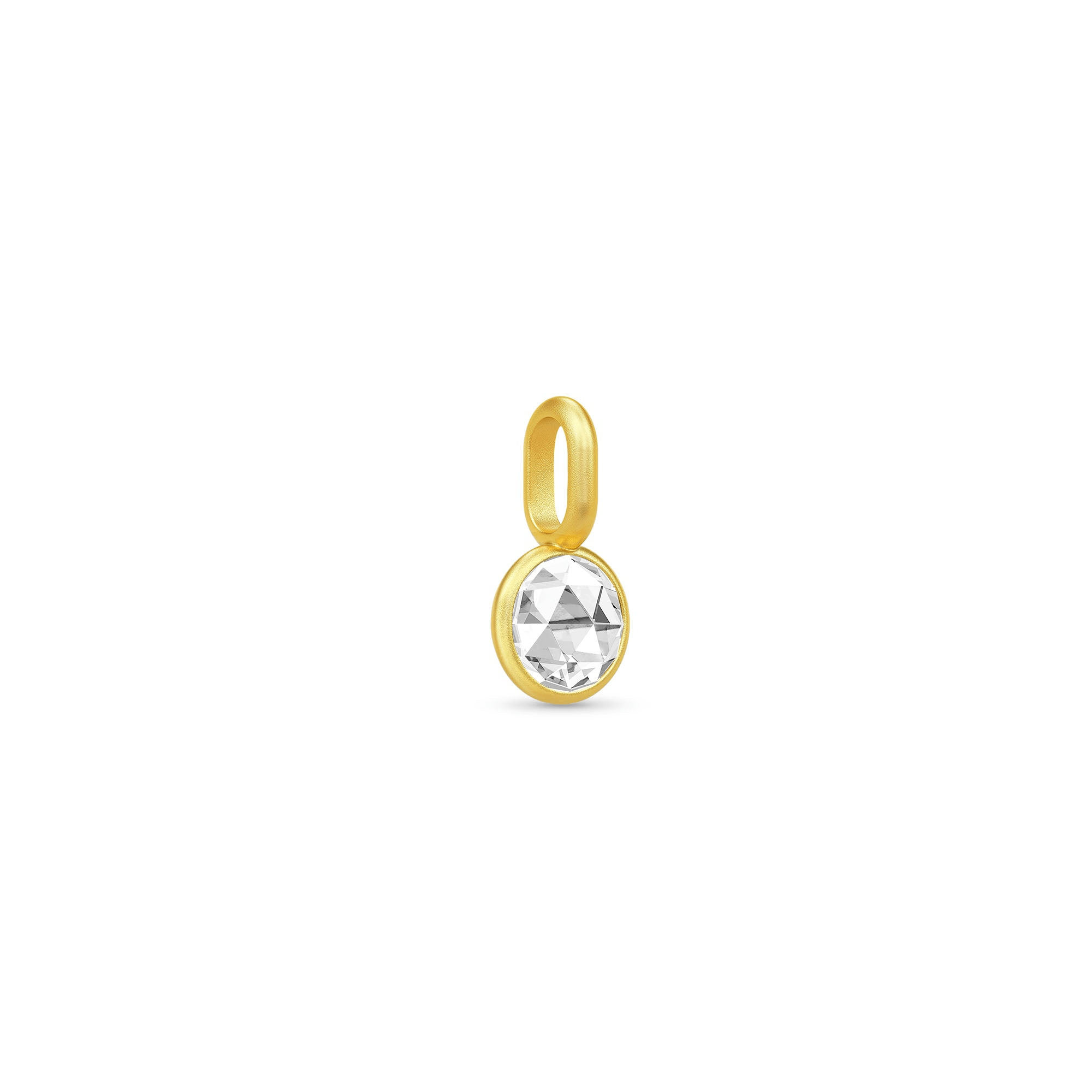 Rosie Pendant, forgyldt vedhæng med rosecut klar zirkonia, forfra