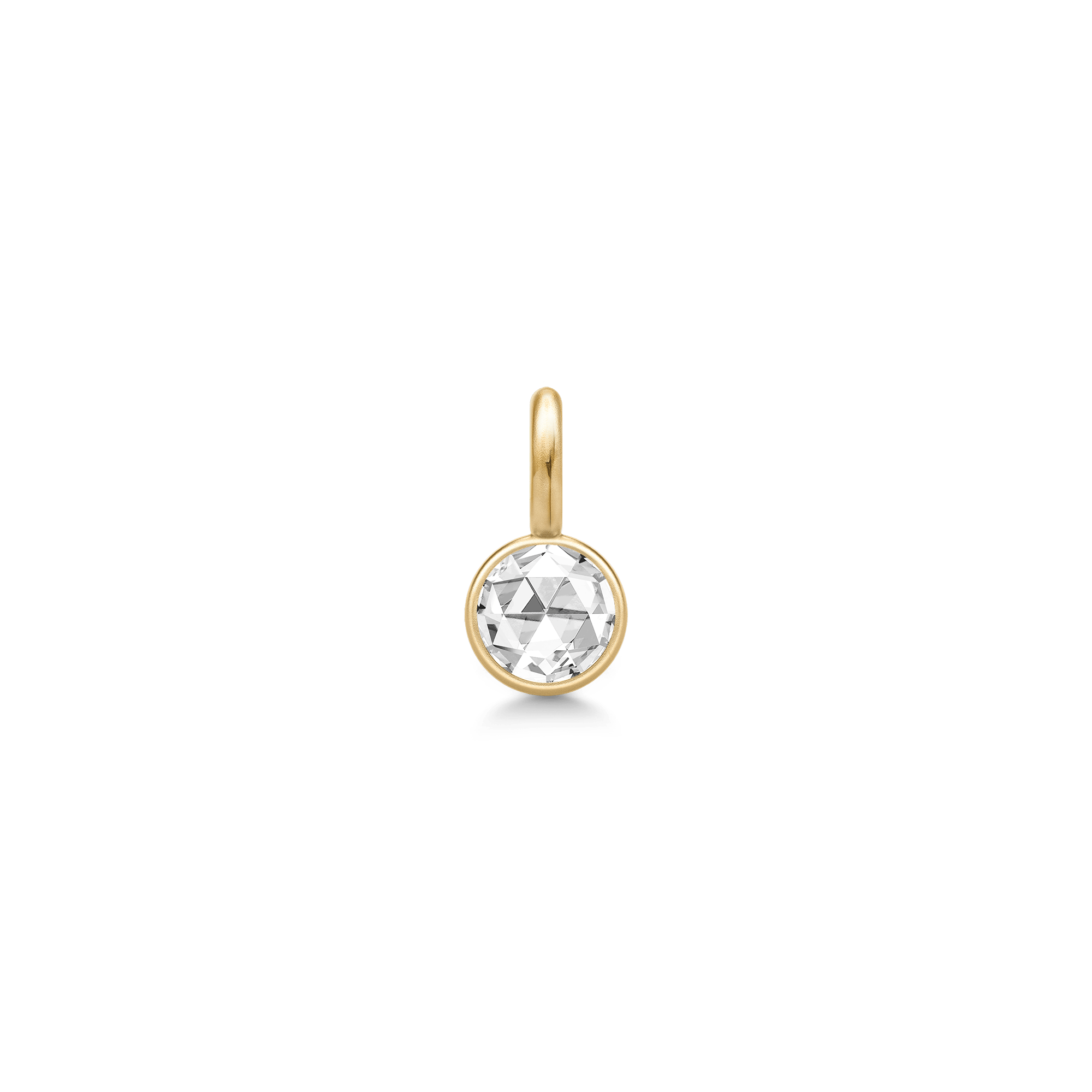 Rosie Pendant, forgyldt vedhæng med rosecut klar zirkonia, nærbillede forfra