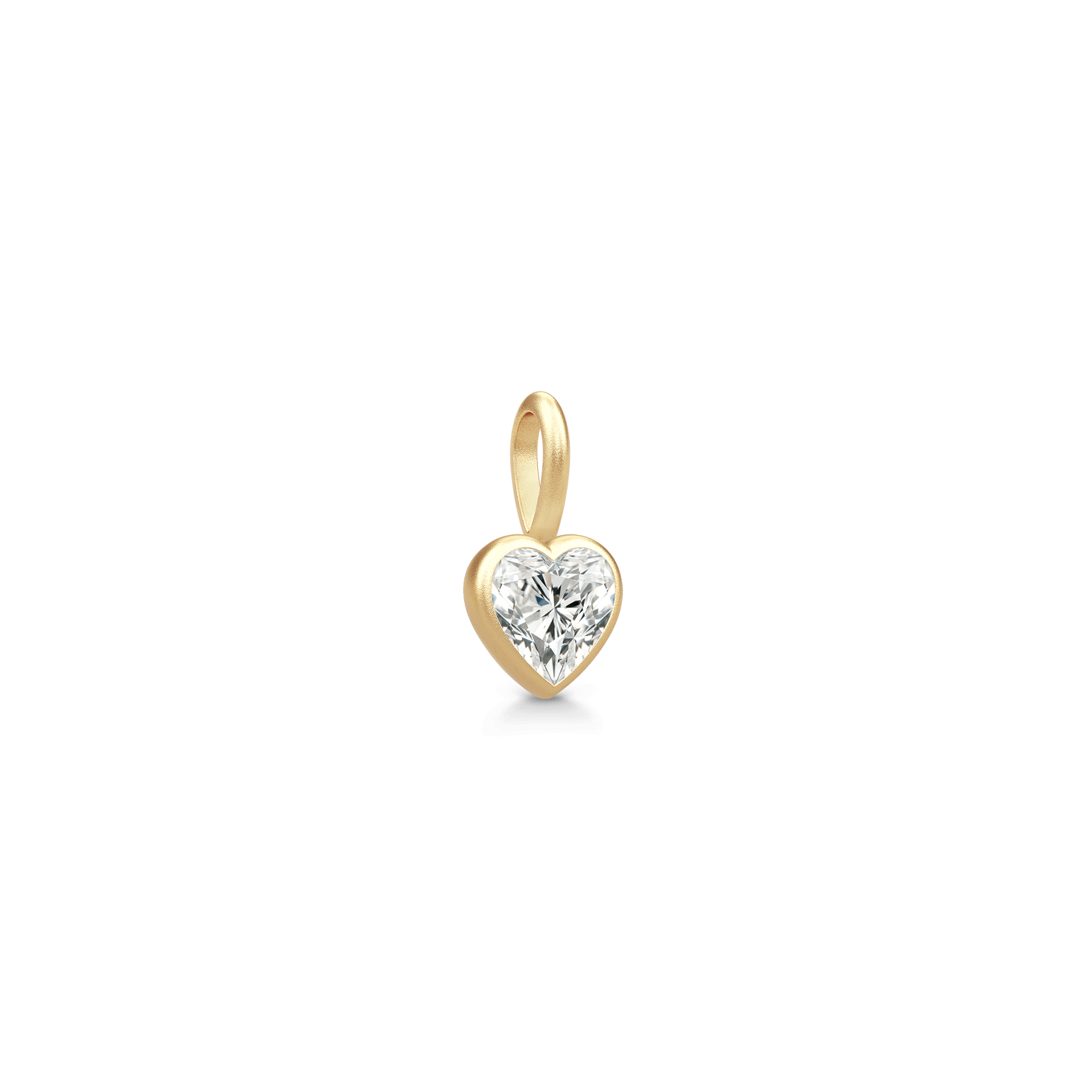 Amorina Pendant Large i forgyldt sølv med hjerteformet zirkonia, set fra siden