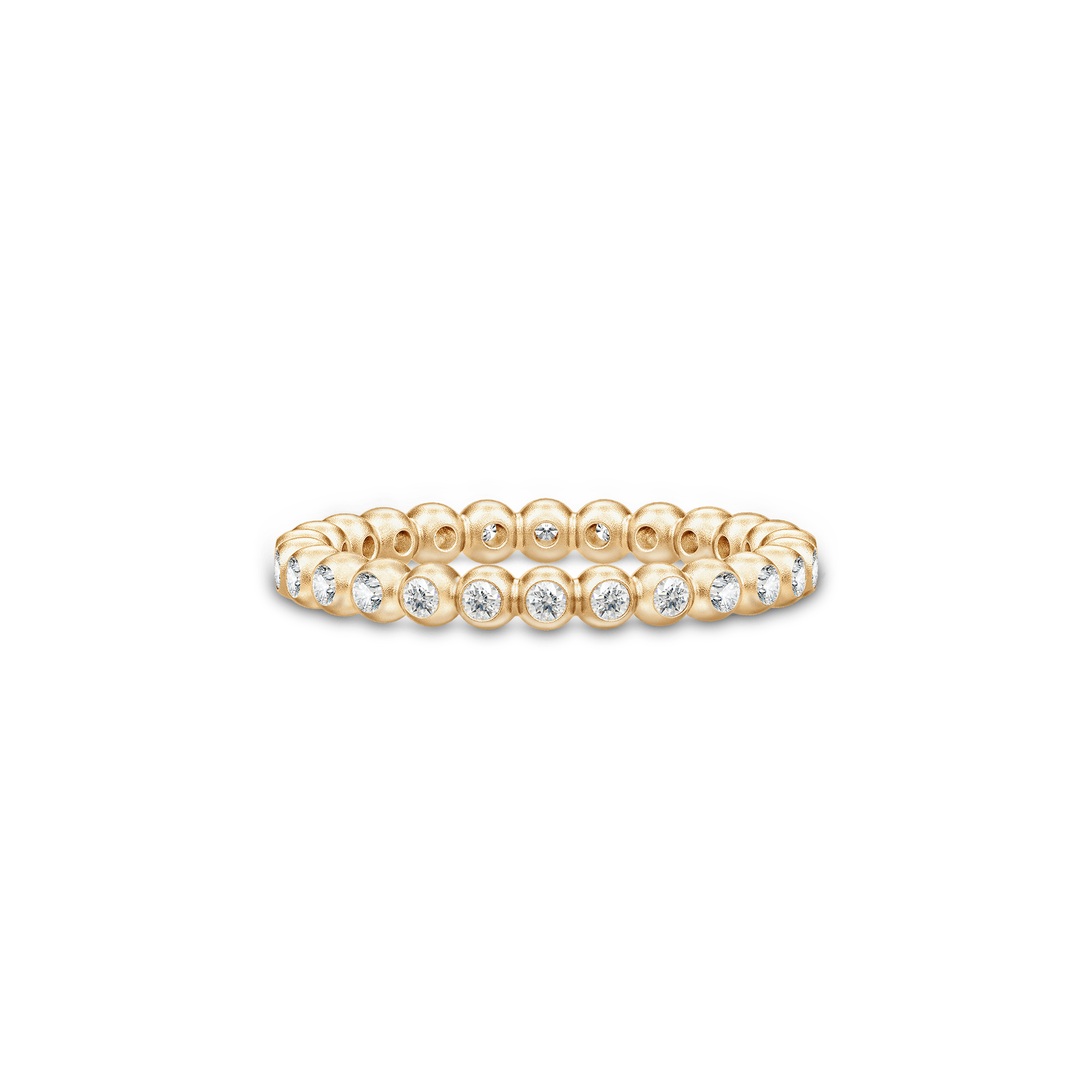 Gylden ring med 33 runde klare zirkoniasten hele vejen rundt, Gracious Ring fra Julie Sandlaus Grace-kollektion