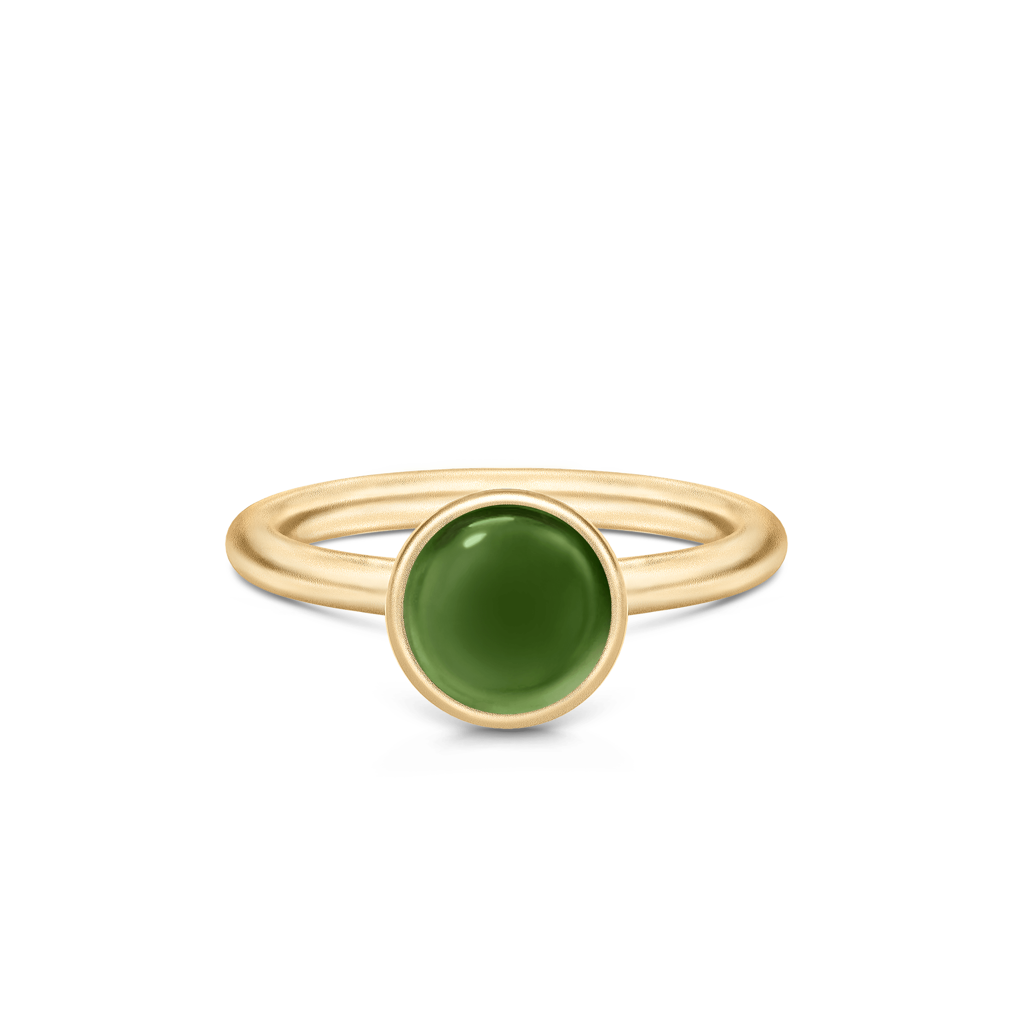 Primini ring fra Julie Sandlau i forgyldt sølv med grøn cabochon-krystal