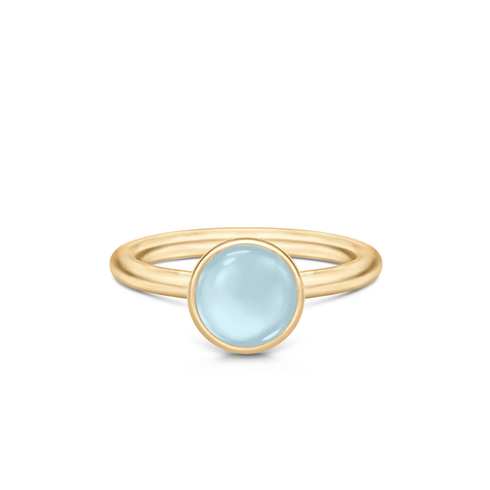Primini ring fra Julie Sandlau i forgyldt sølv med lyseblå cabochon-krystal