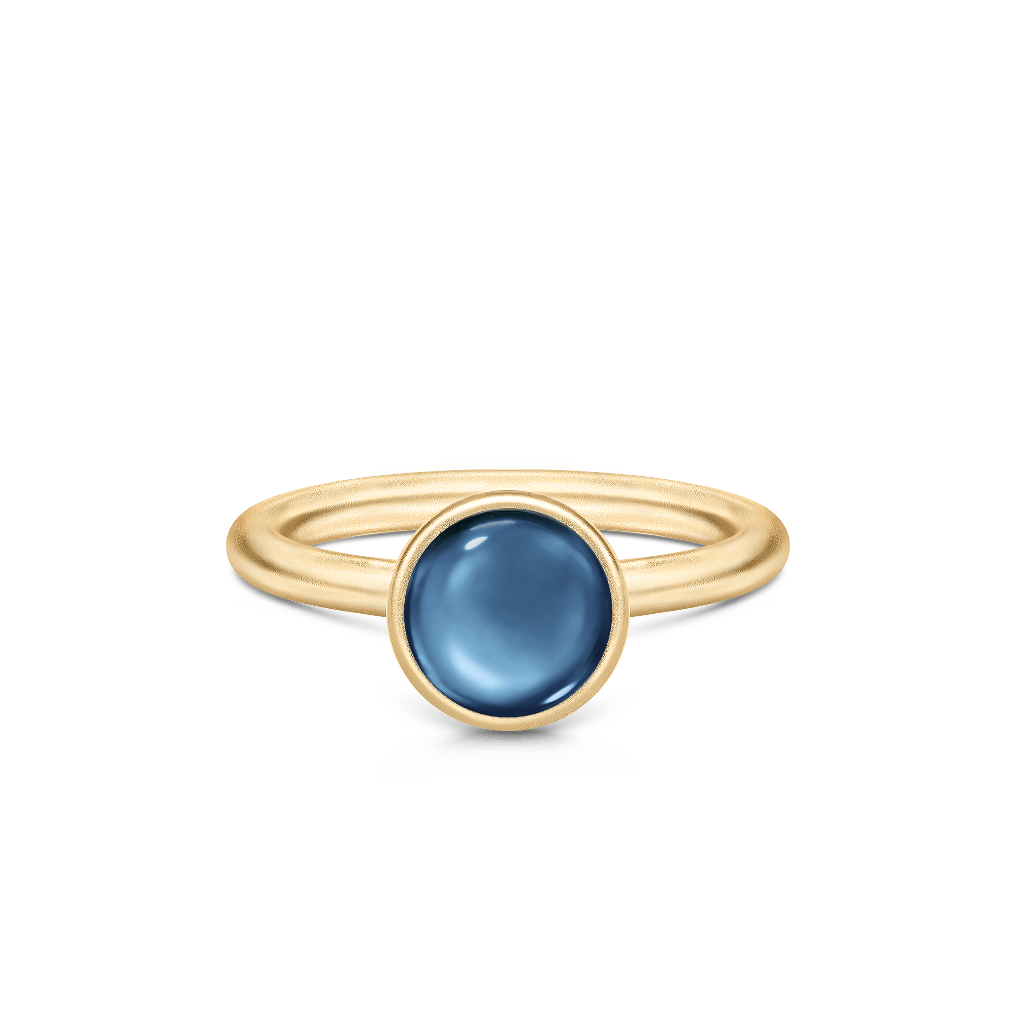 Primini ring fra Julie Sandlau i forgyldt sølv med blå cabochon-krystal