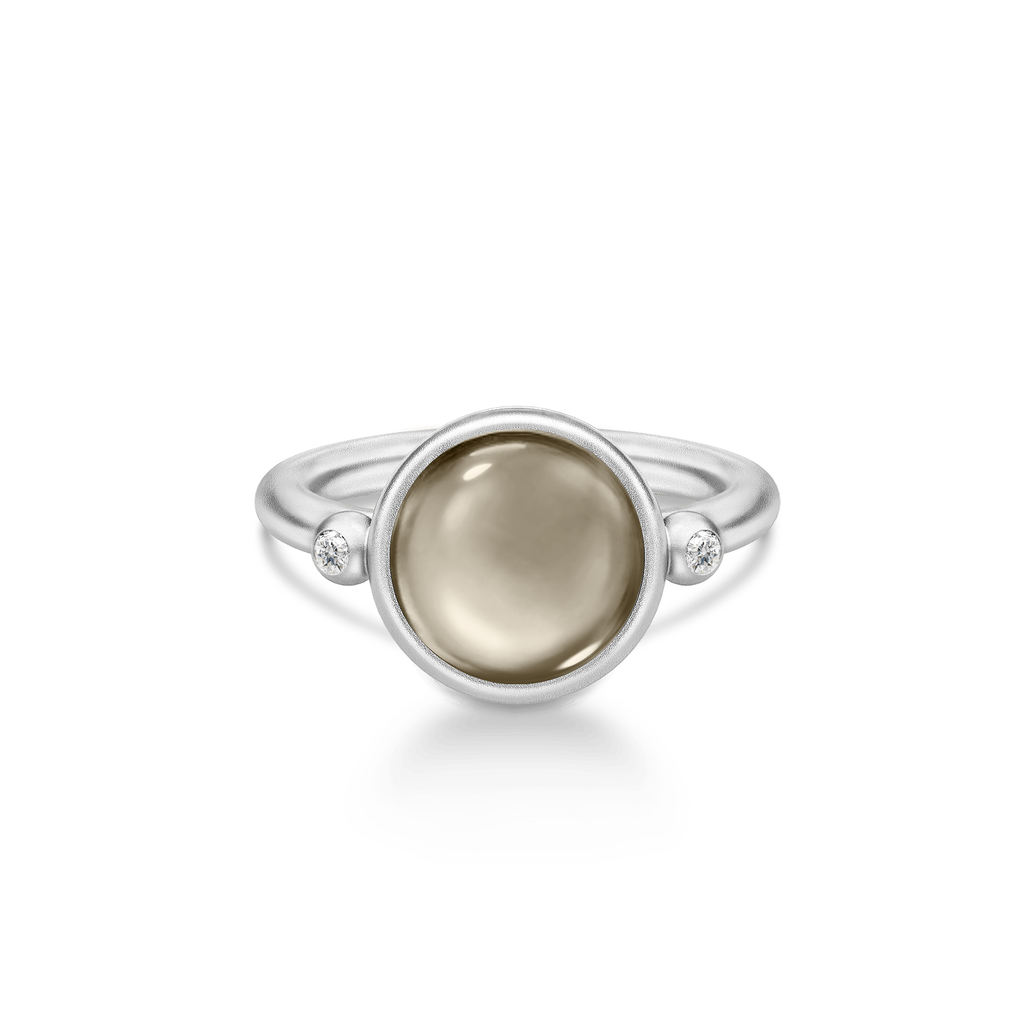 Prime ring fra Julie Sandlau i sølv med røgfarvet cabochon-krystal og kubisk zirkonia