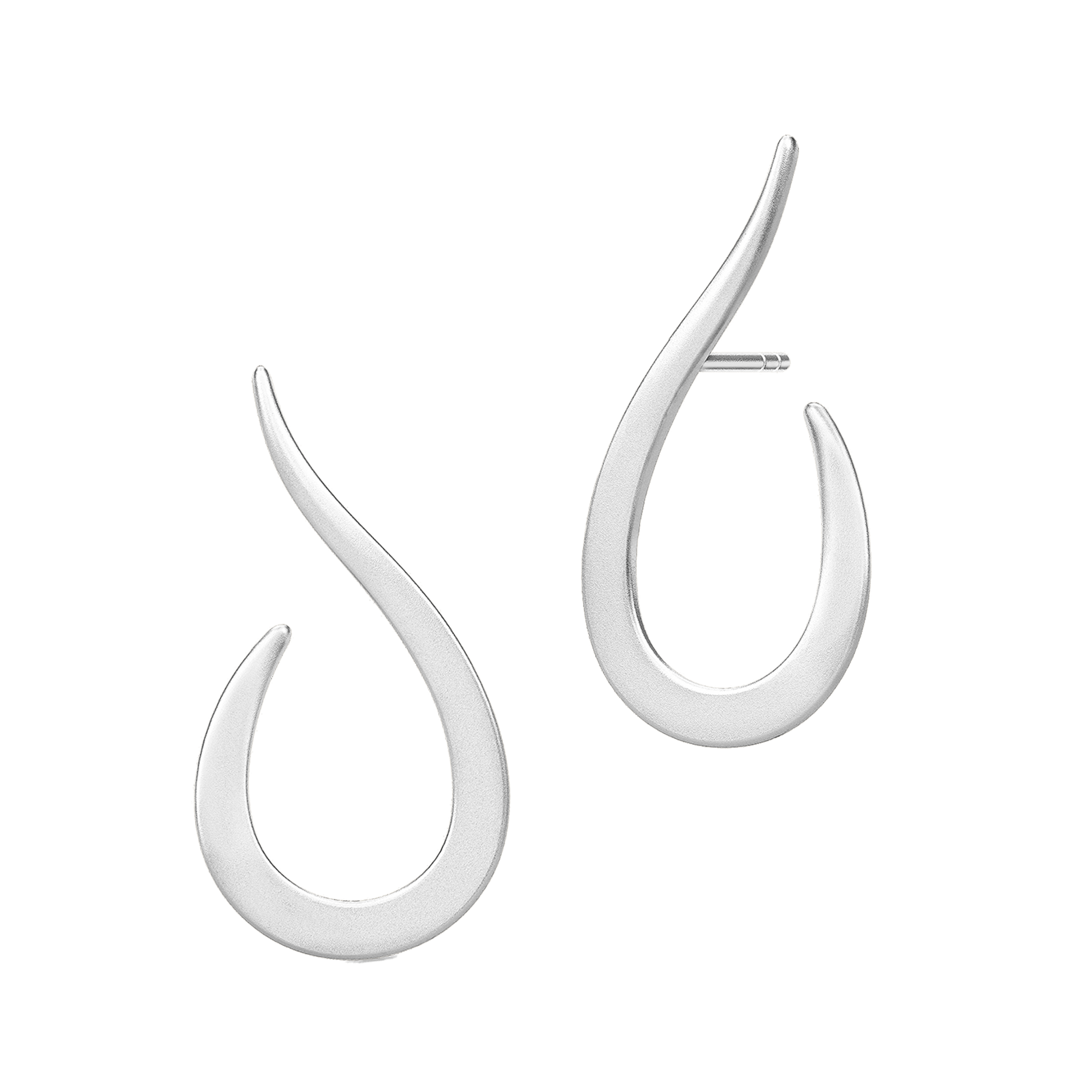 Classic Swan øreringe i satinrhodineret sølv, buet dråbeformet design