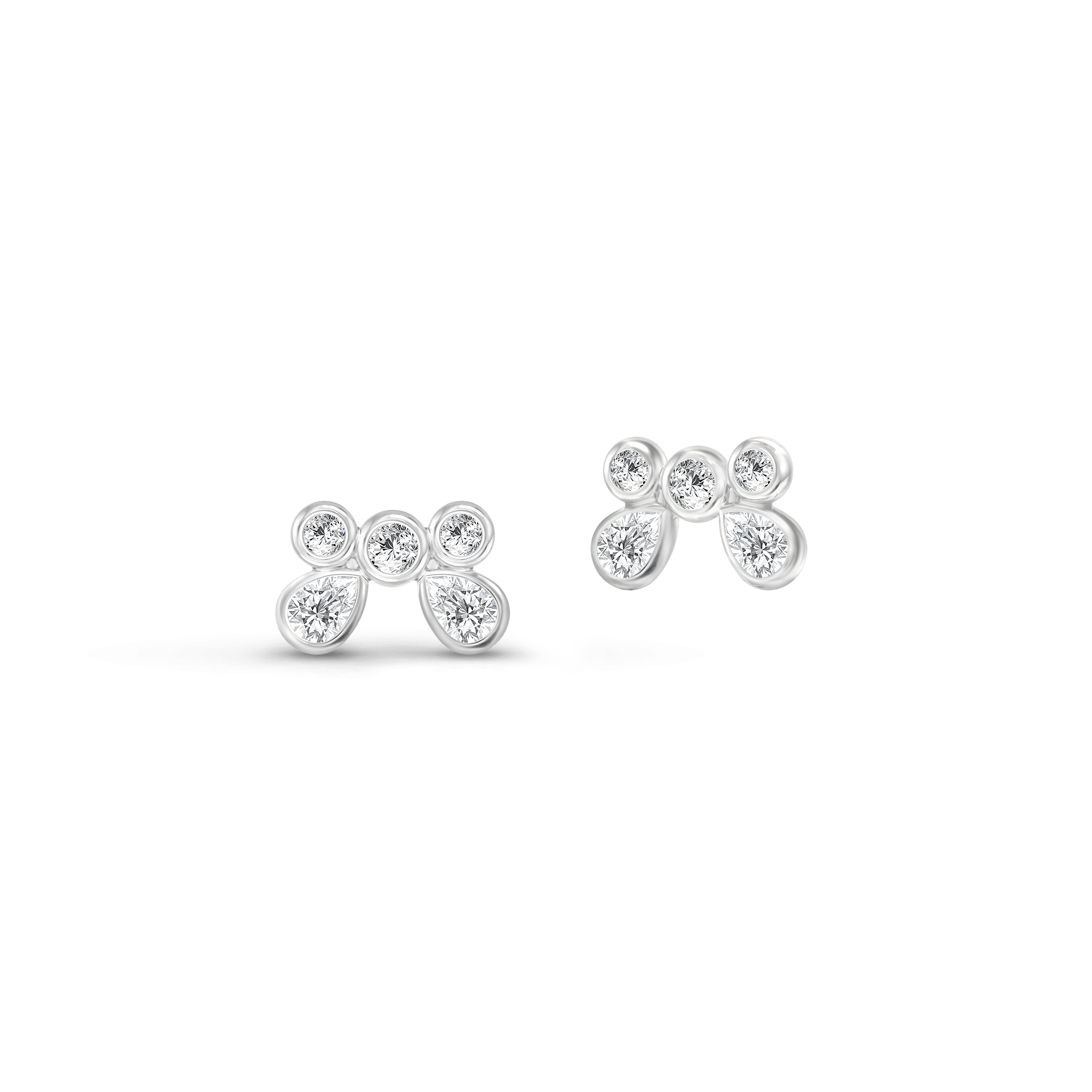 Meadow Earstud i sølv med poleret rhodinering og cubic zirconia sten, studiofoto