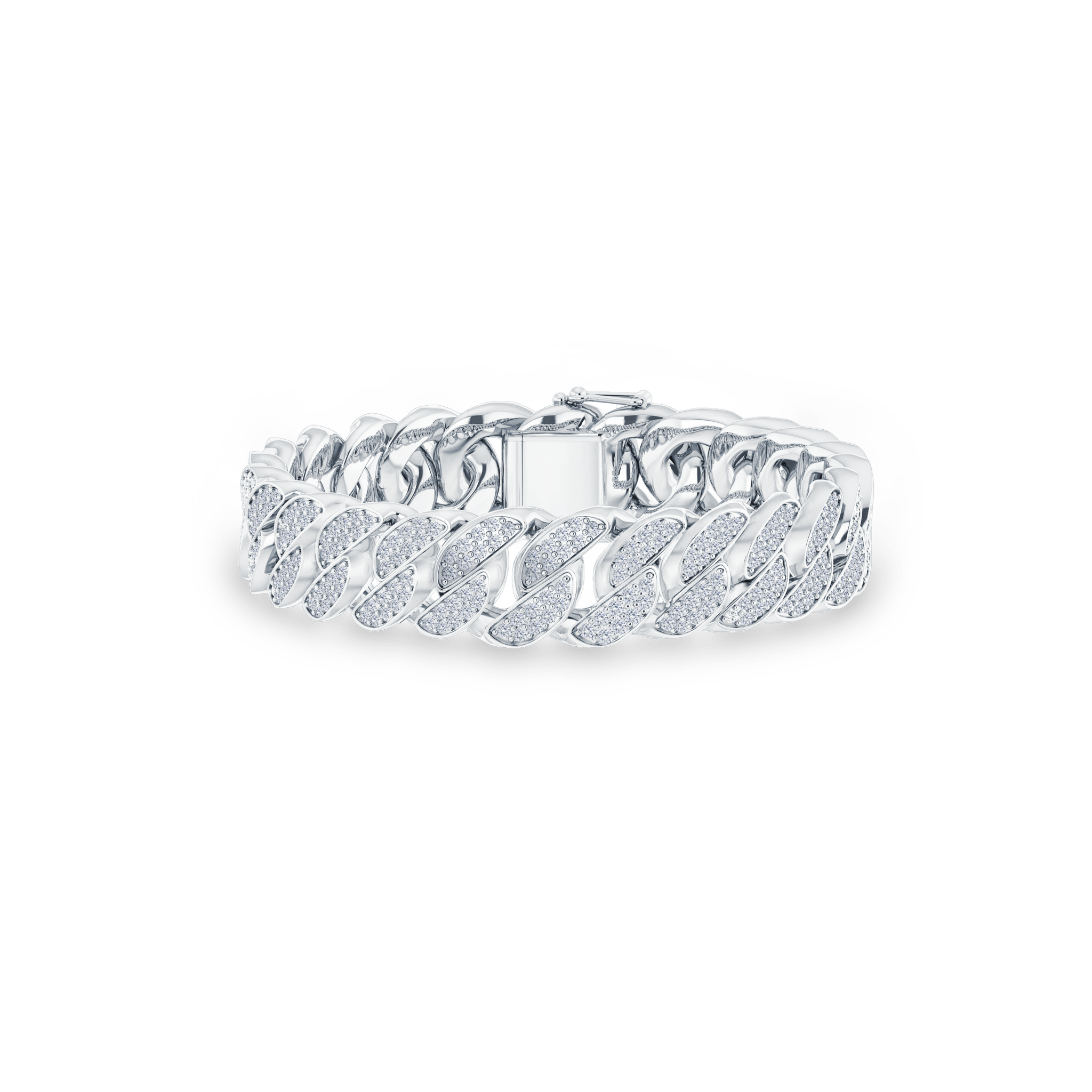 12mm bred curb-lænke armbånd i hvidguld fuldstændig besat med diamanter, Curb Diamond Bracelet fra Julie Sandlaus Bespoke Jewelry