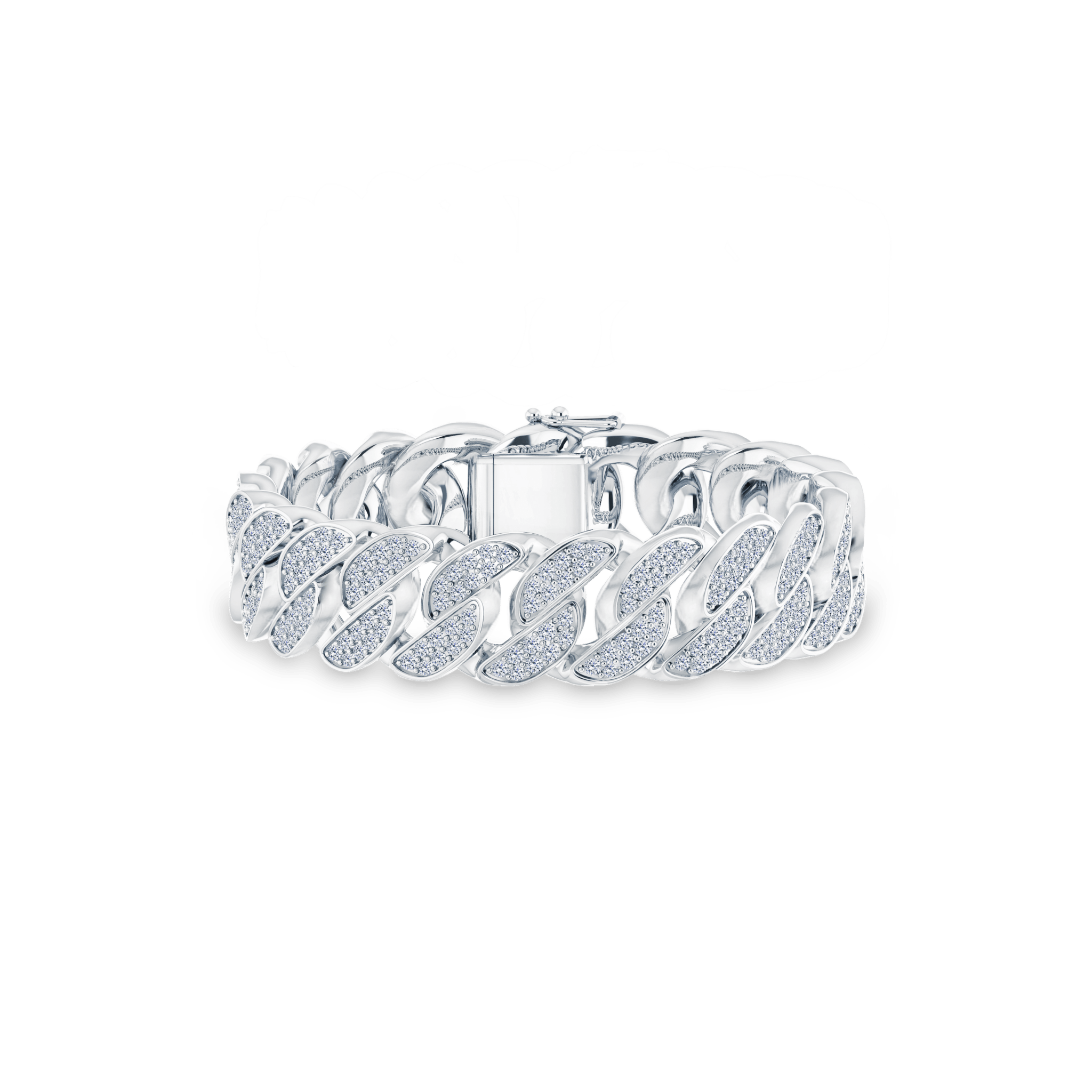 Curb Diamond Bracelet 14mm - pavésat diamantarmbånd i 18 karat hvidguld