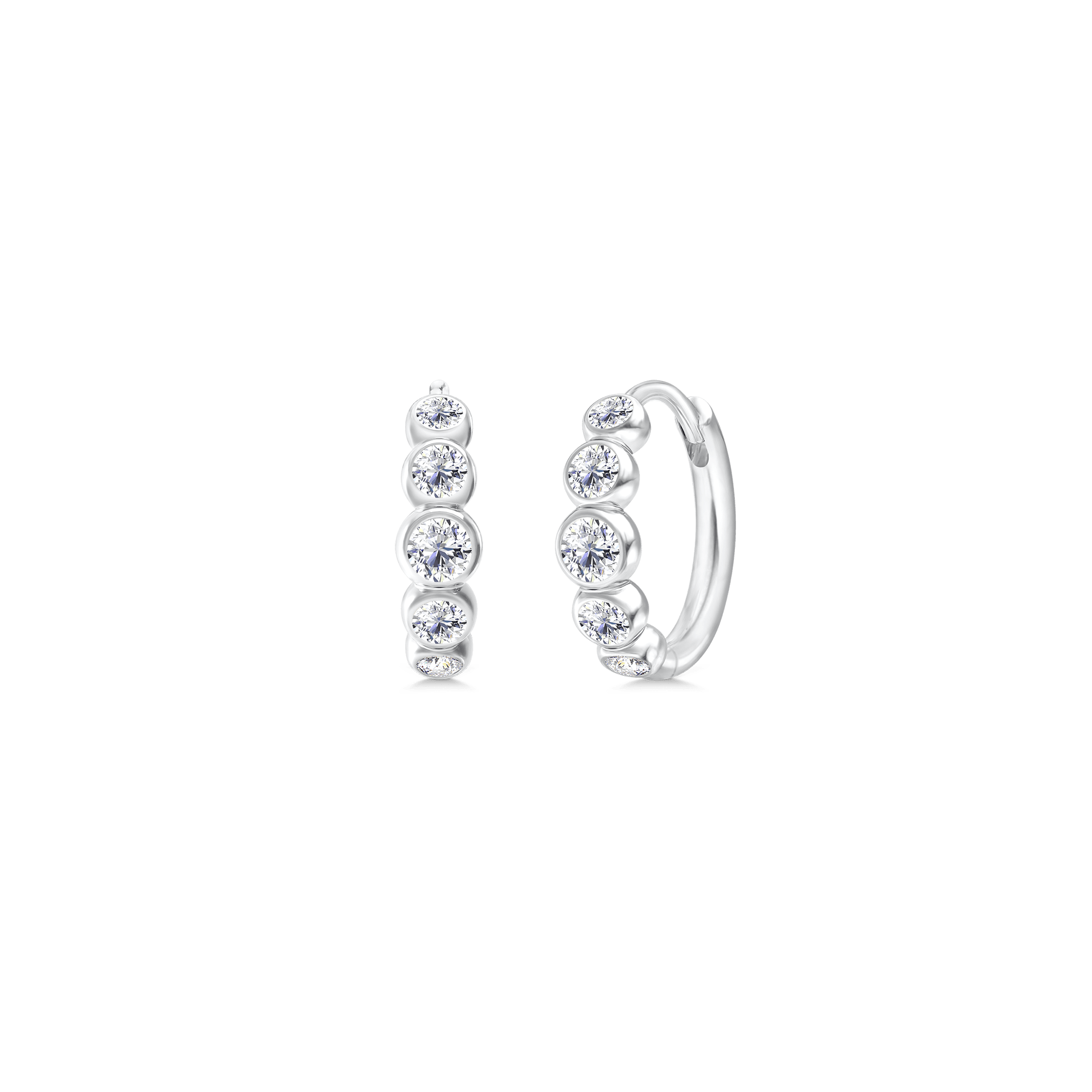 Par Lumen Medium Hoops i 18K hvidguld med runde diamanter