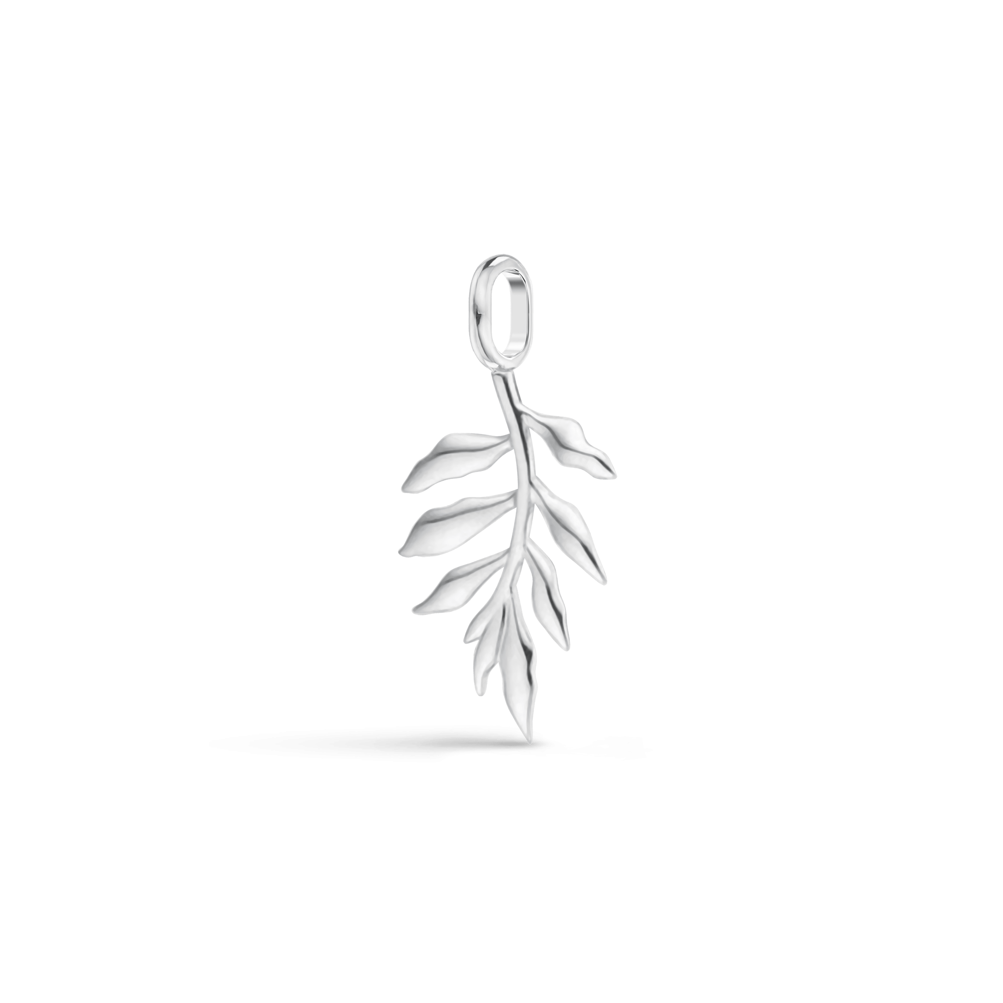 Tree Of Life Pendant i massiv 18 karat hvidguld, bladformet vedhæng set fra siden