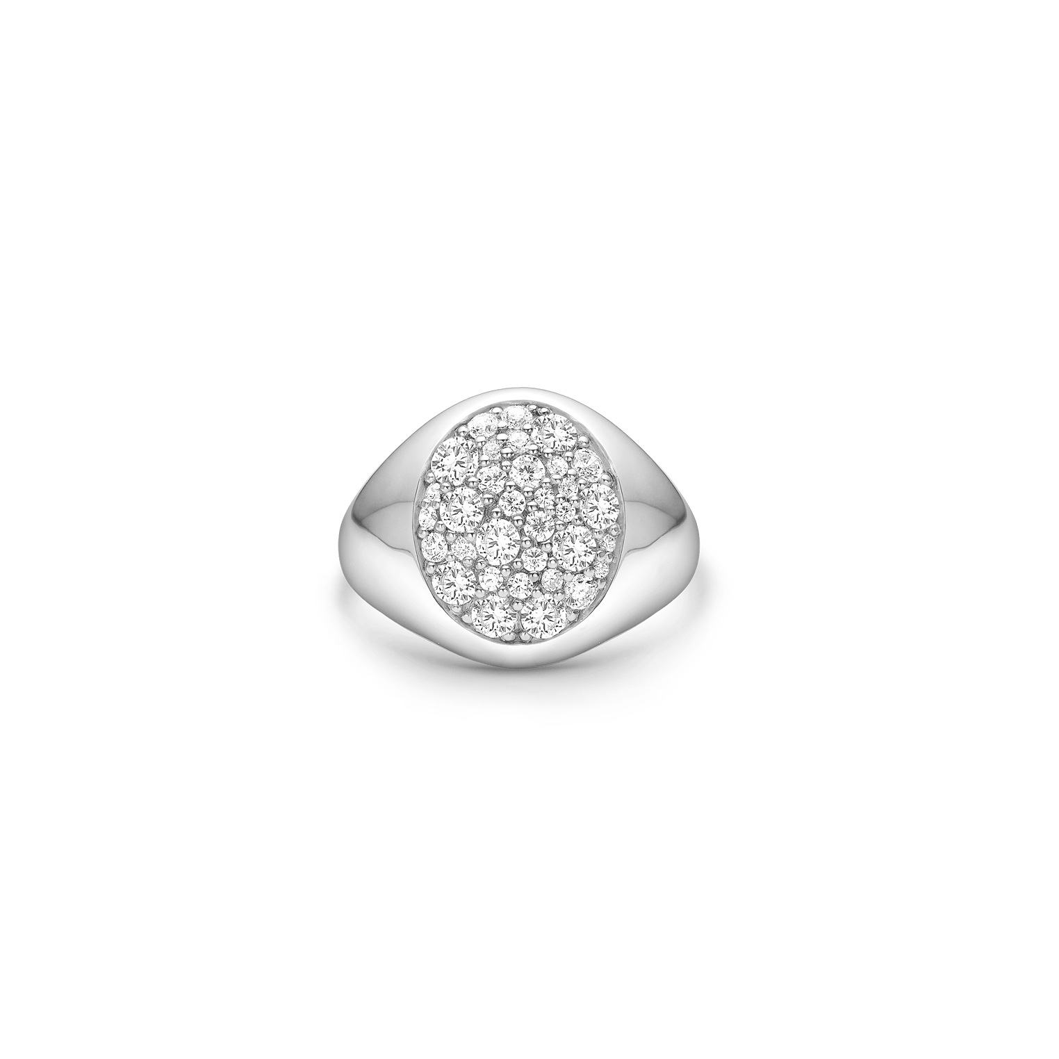 Multipavé Signetring i 18K hvidguld med pavésatte diamanter