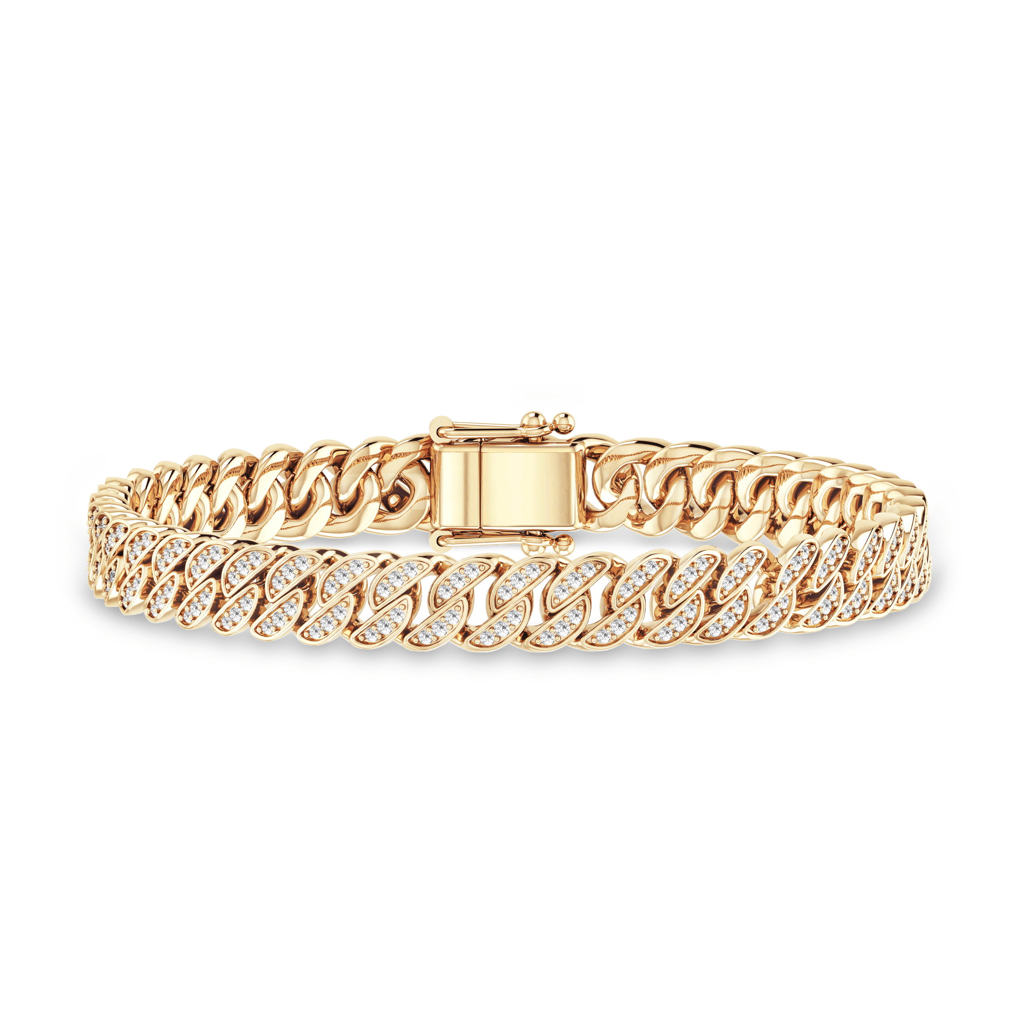 Curb Diamond Bracelet 6mm i 18 karat guld med pavésatte diamanter, curb-link design