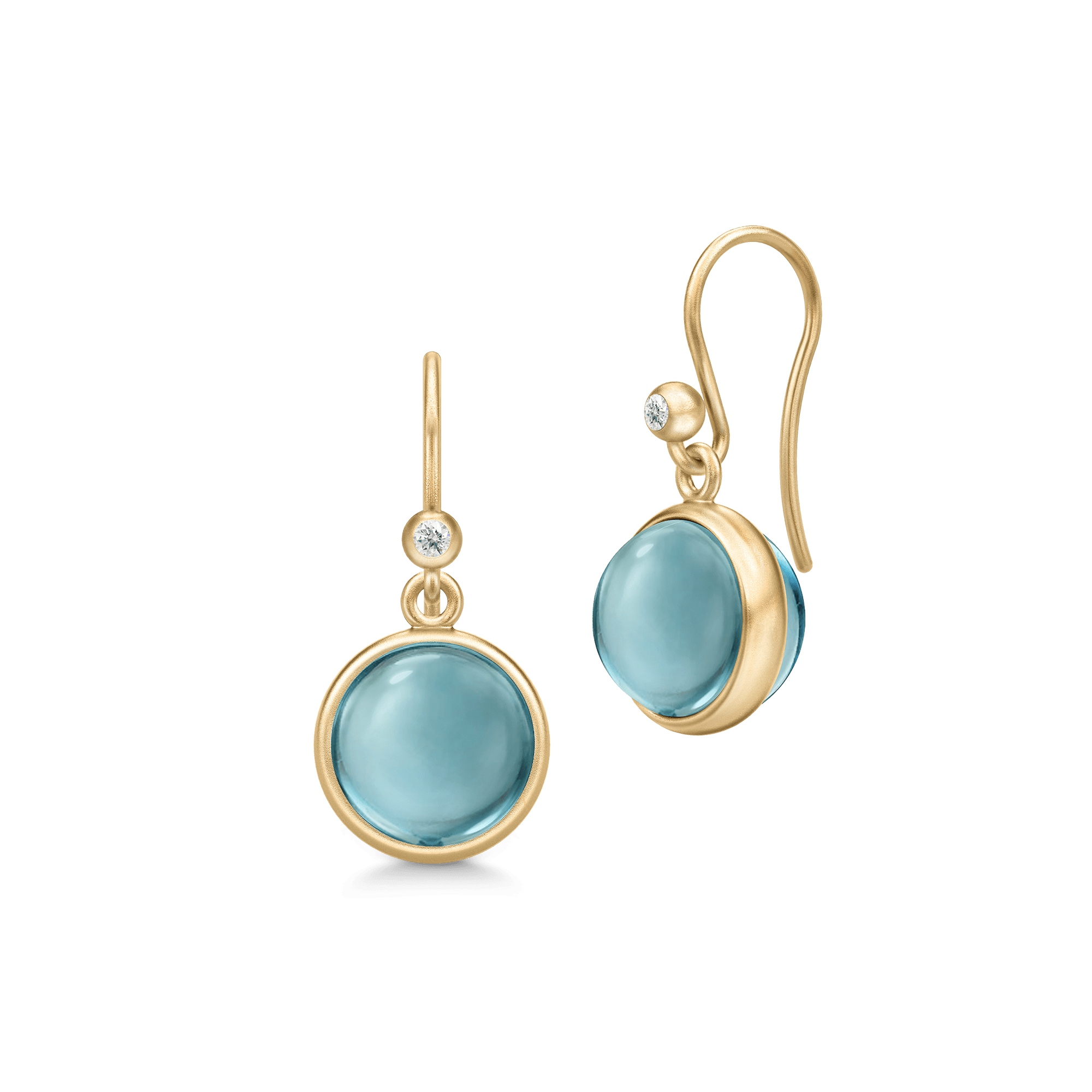 Prime Earrings med blå kvarts og diamant i 14K guld