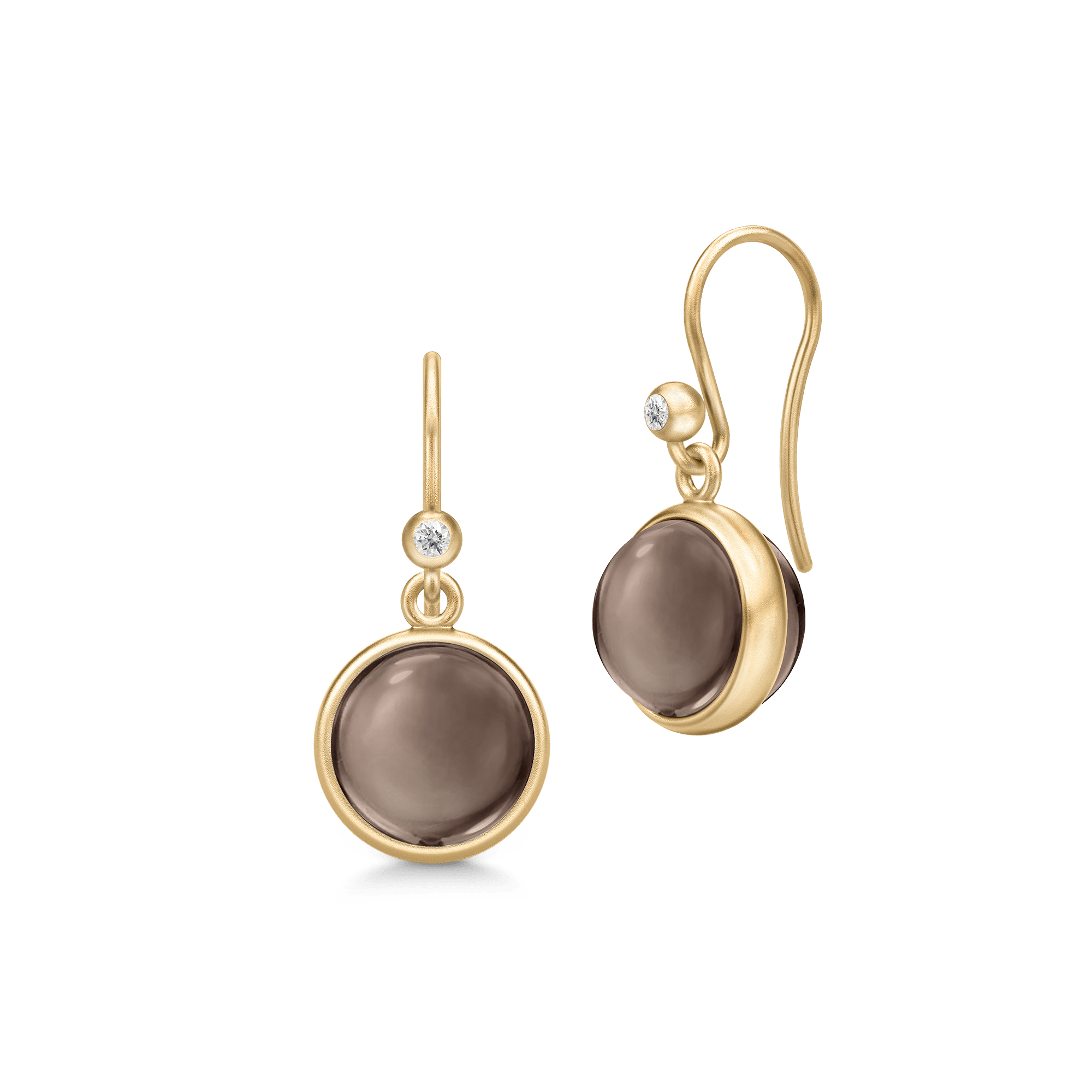 Prime Earrings med røgkvarts og diamant i 14K guld