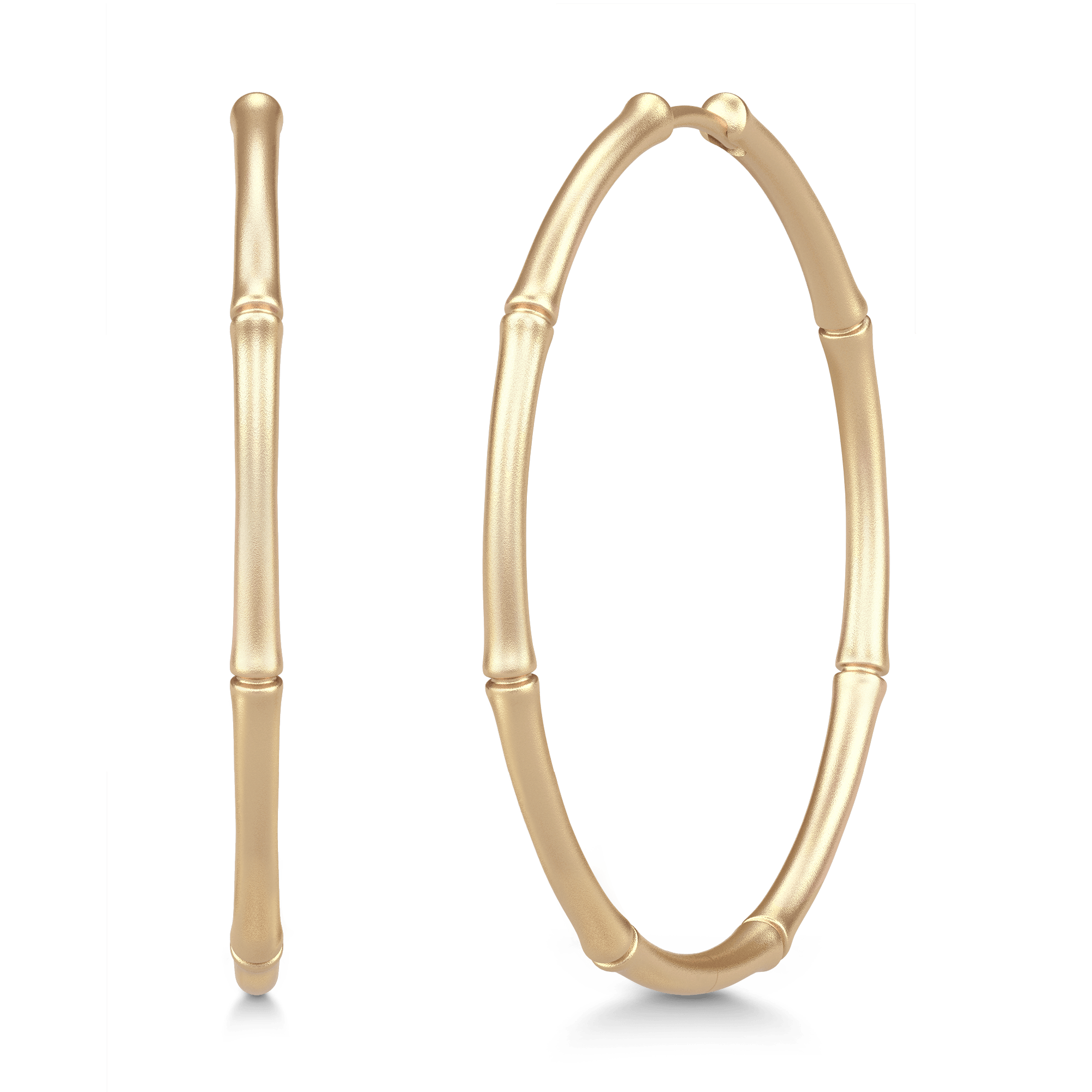 Bamboo Hoops Large i 14K guld, par set forfra og fra siden