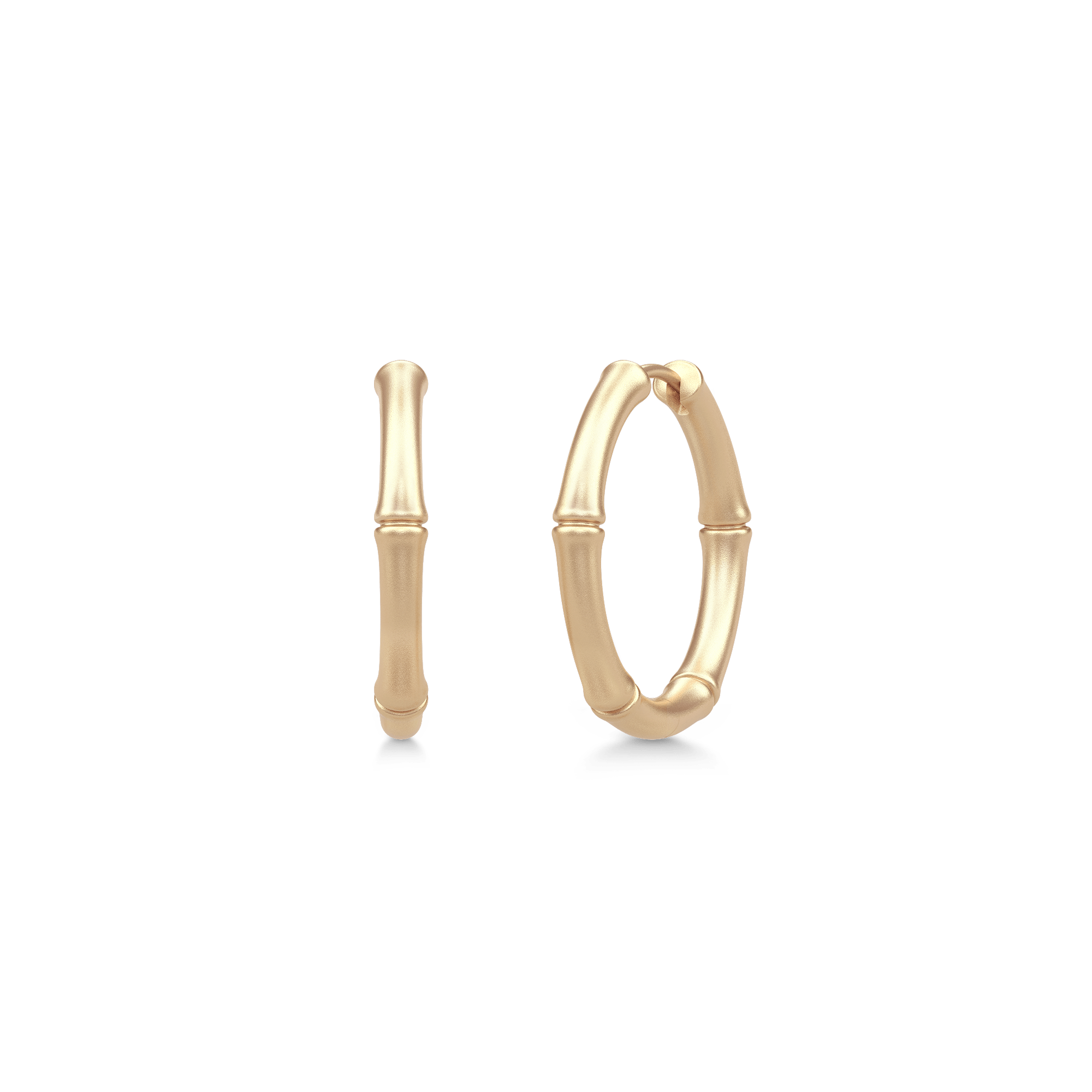 Bamboo Hoops Small i 14 karat guld, par set forfra på hvid baggrund