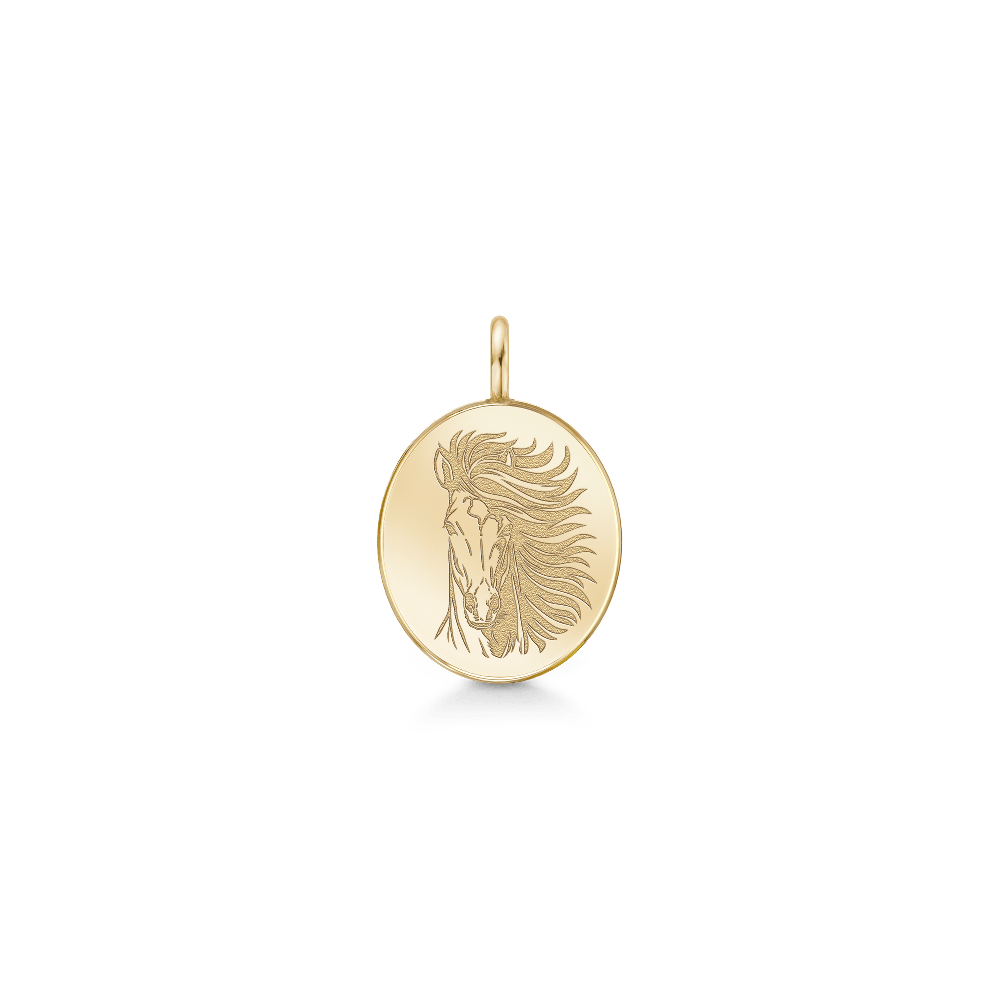 Classic Horse Pendant i 14K guld – forfra