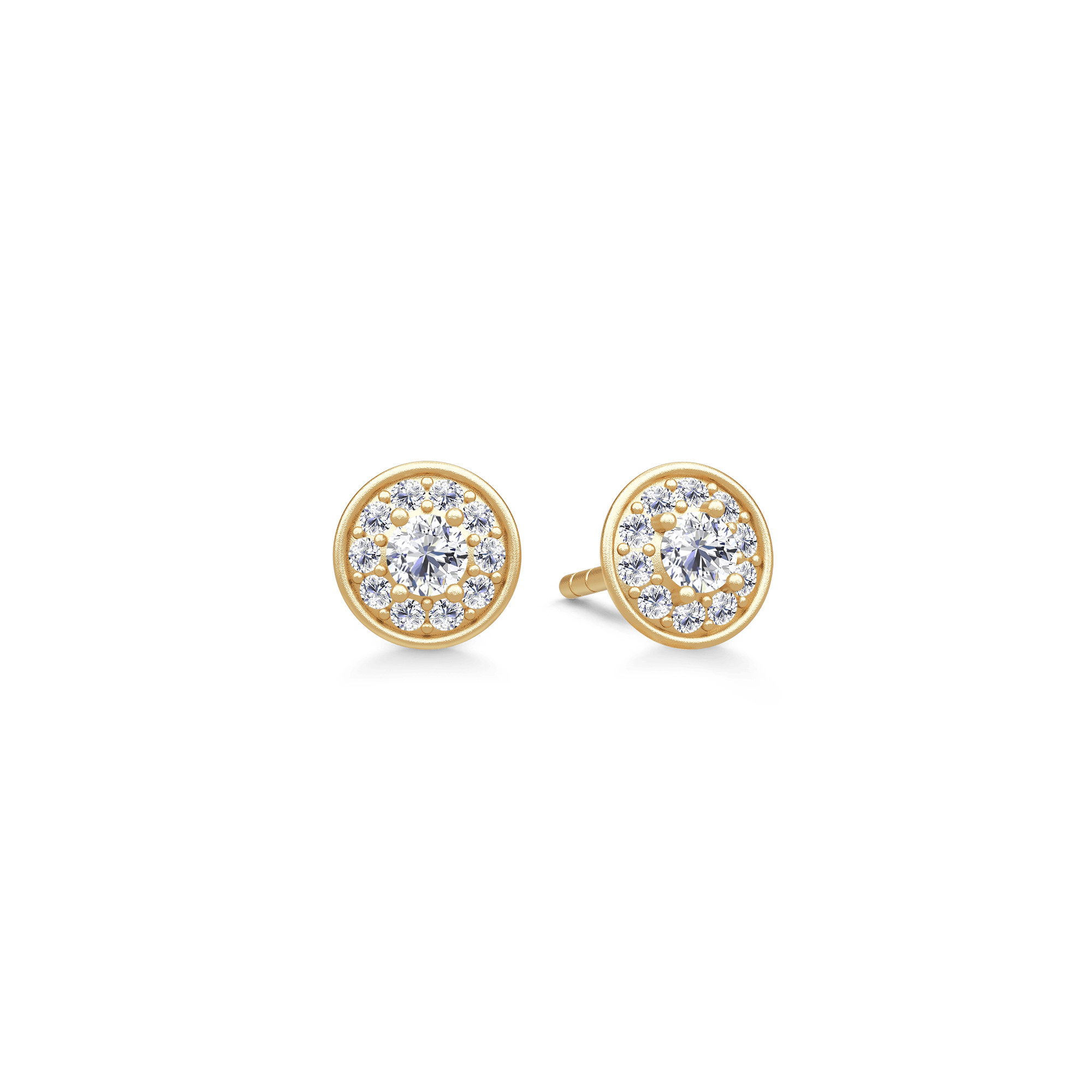 Lulia Halo Earstuds i 14kt guld med diamanthalo, produktfoto