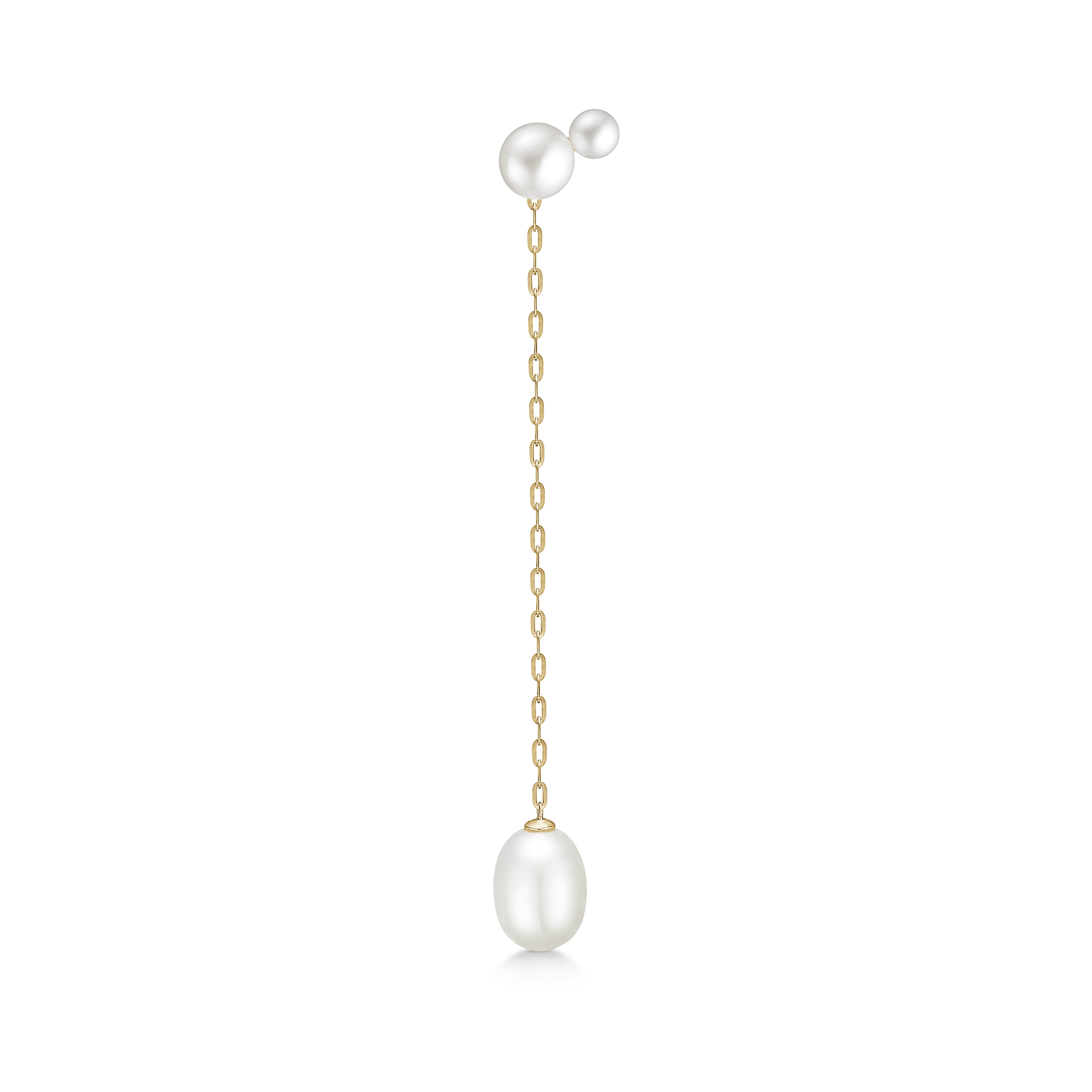 Edna Look øredob i 14K guld med ferskvandsperler, product shot på hvid baggrund.