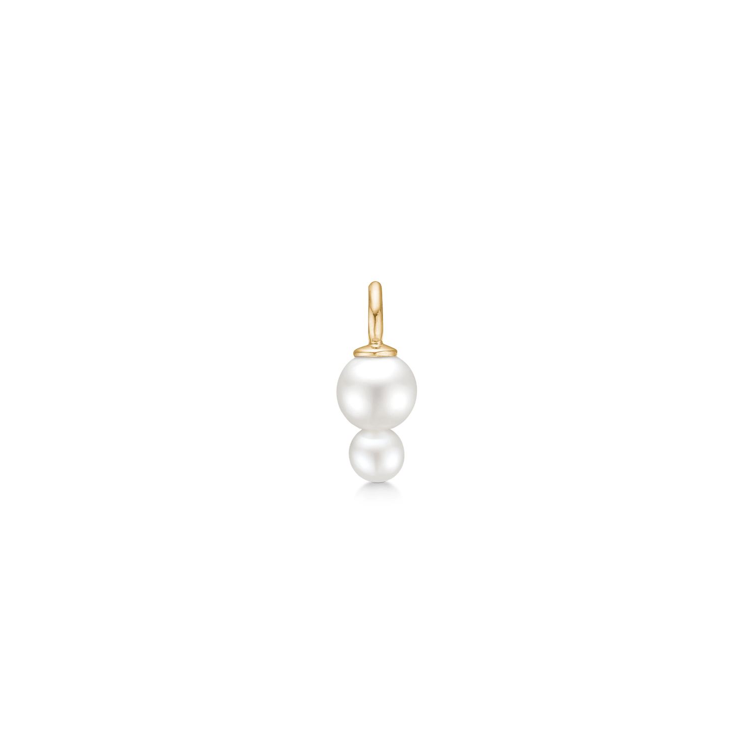 Eden Pendant White Pearl i 14K guld med to stablede perler, set forfra