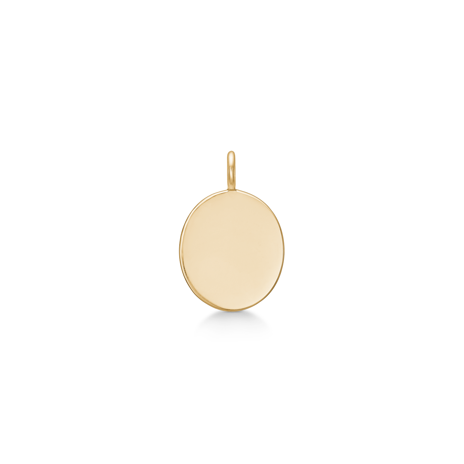 Classic Signet Pendant, blankt ovalt vedhæng i 14K guld til gravering, forfra