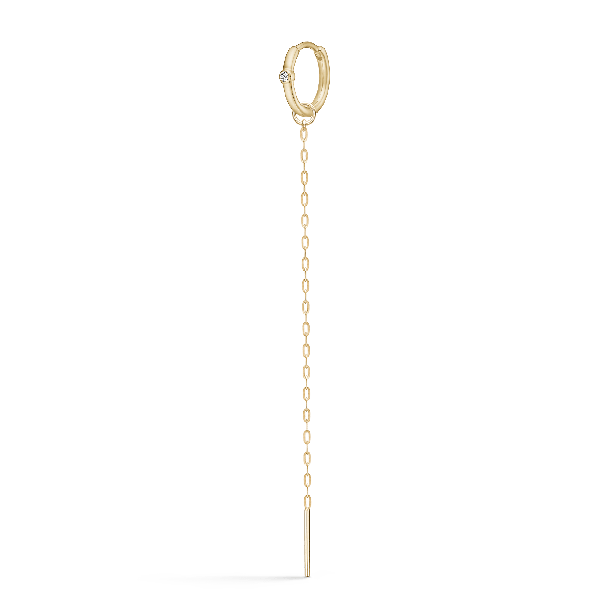 Gylden hoop-ørering med zirkonia og lang kædedrop, Purity Chain Ear Pendant fra Purity Look-kombinationen