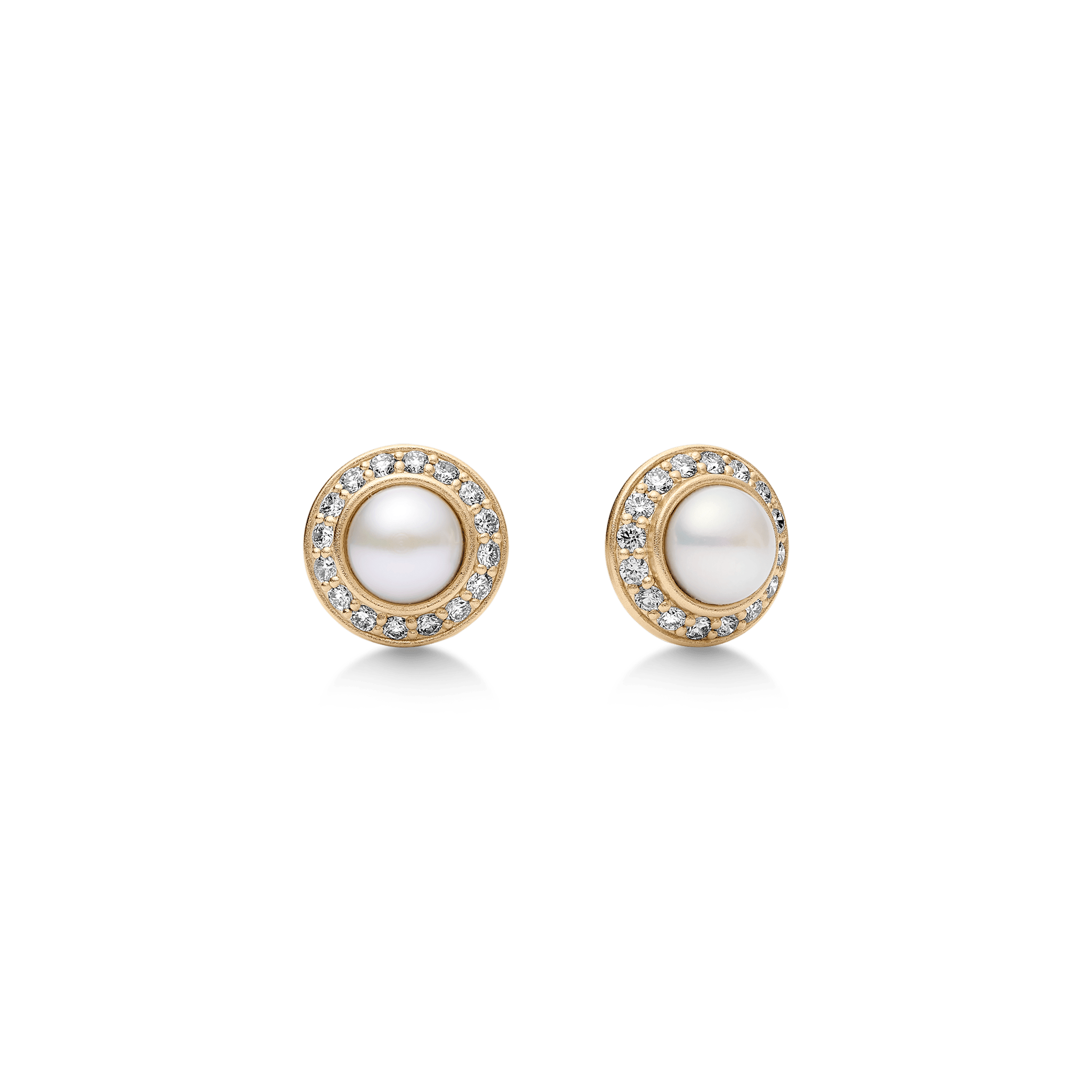 Elaine Earstuds i 14K guld med diamanter og ferskvandsperle