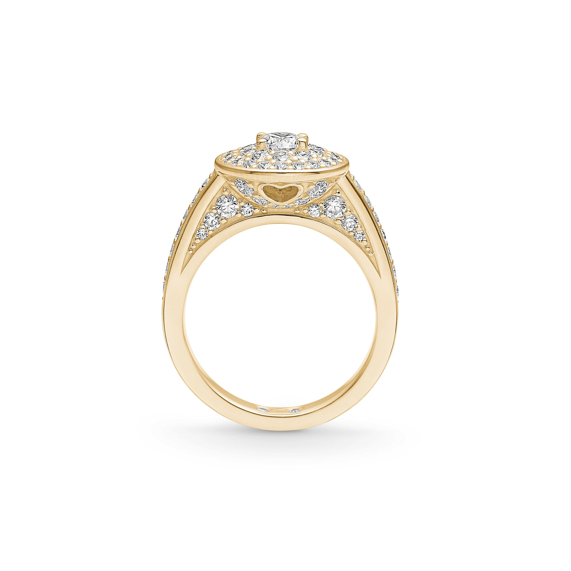 Eternity Diamond forlovelsesring 1,29 ct. fra Julie Sandlau set fra siden med hjertedetalje under stenen.