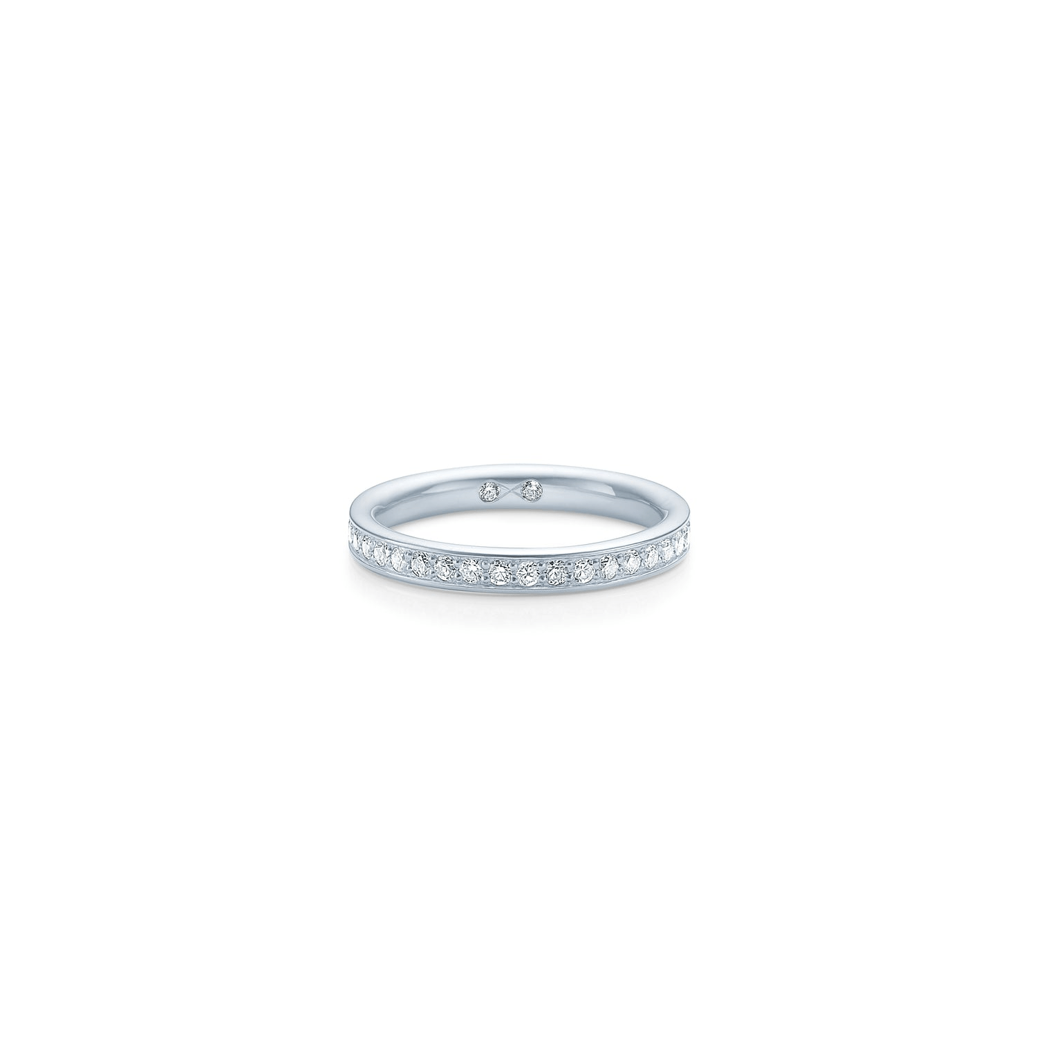 Medium Eternity Diamond Band i 18 karat hvidguld, fuldt diamantbesat ring set forfra