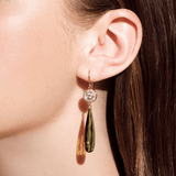 Heritage Earrings with Briolette Ear Pendants Olive Quartz