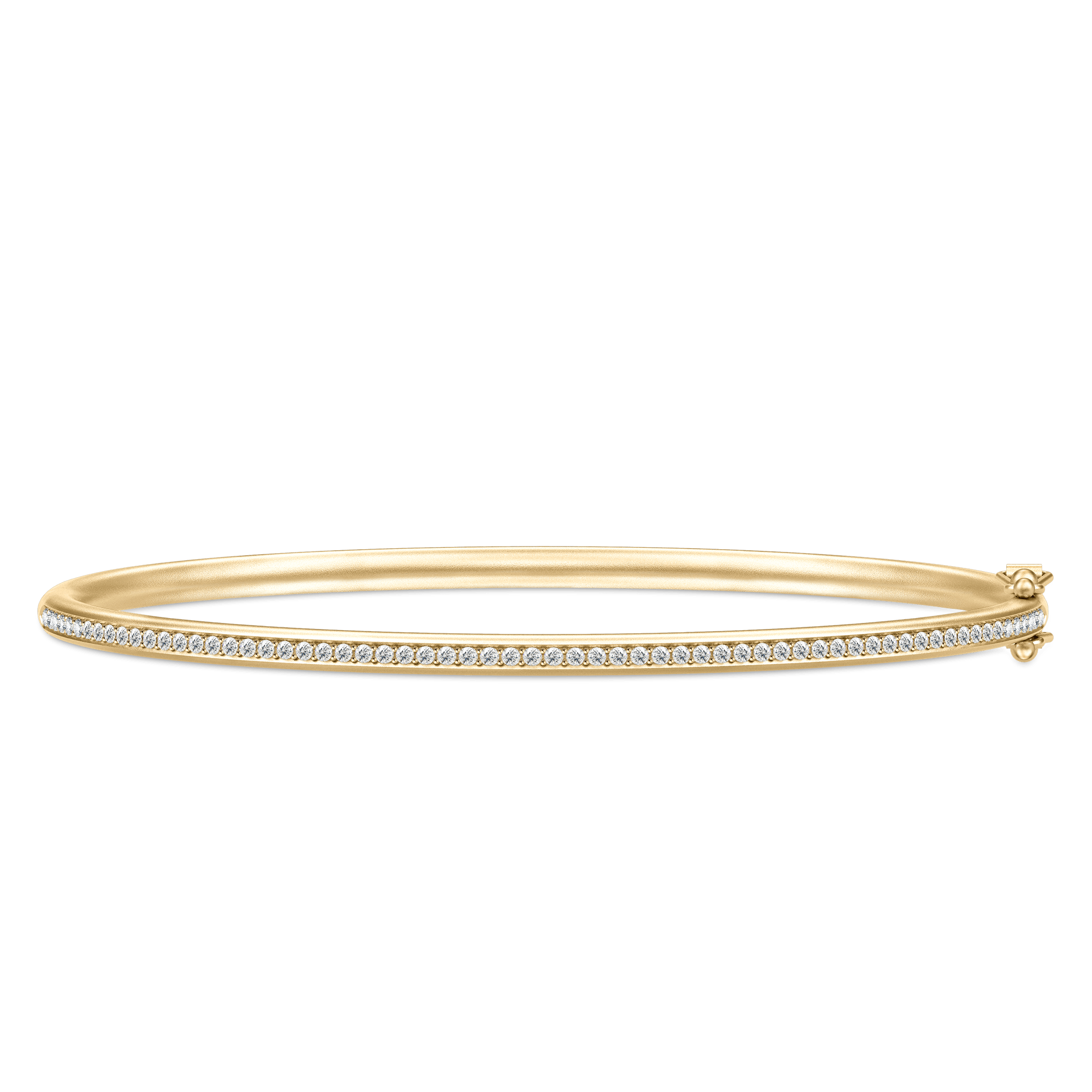 Infinity armbånd fra Julie Sandlau i forgyldt sølv - åben bangle besat med en linje af facetslebne klare zirkonia, set fra siden